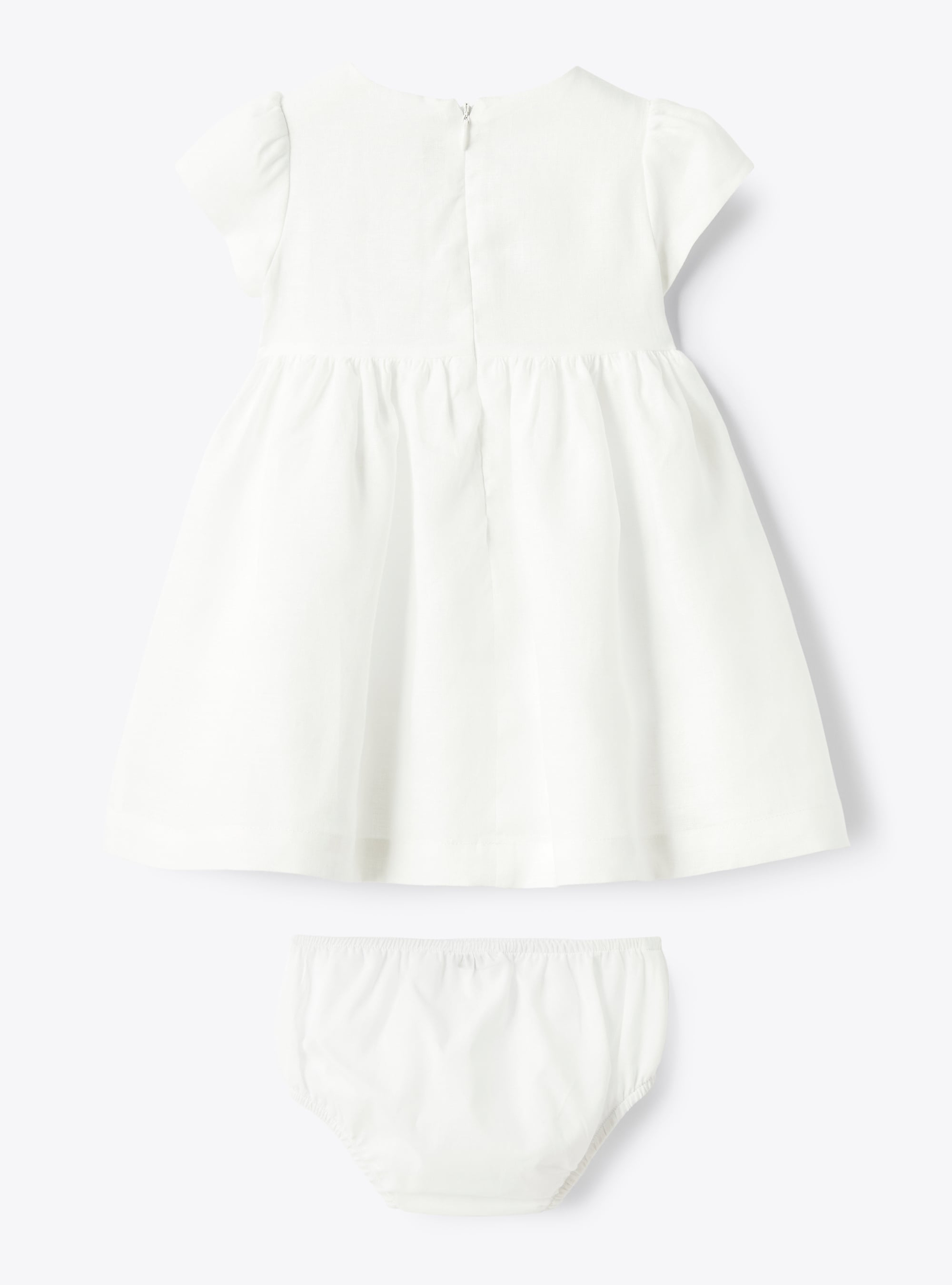 Linen dress with embroidery - White | Il Gufo