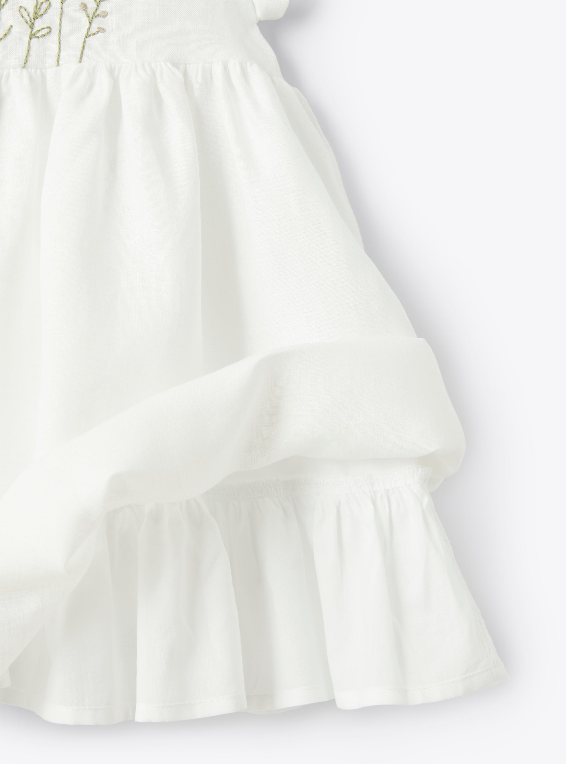 Linen dress with embroidery - White | Il Gufo