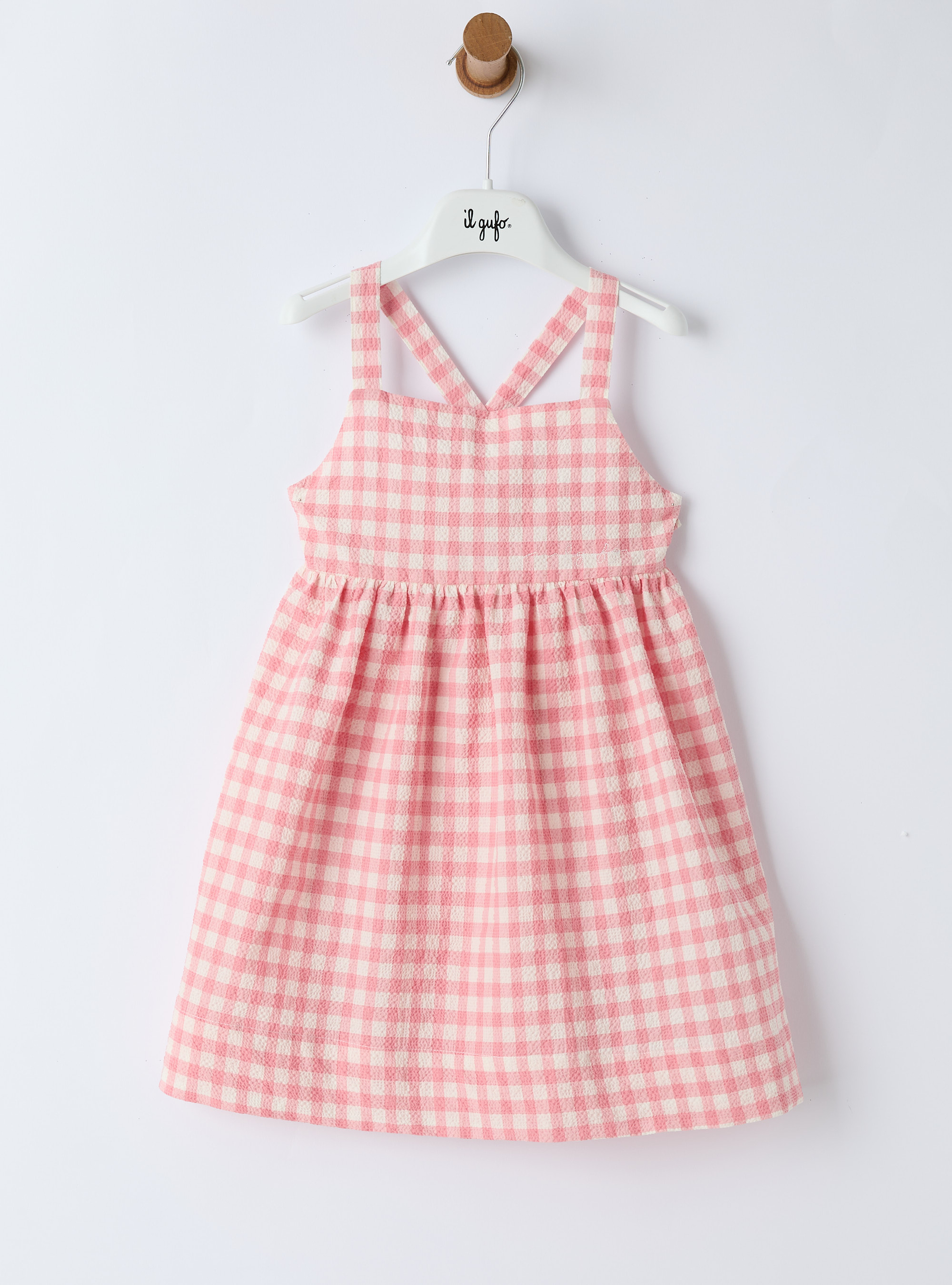 Dress in seersucker fabric with a checkered pattern - Dresses - Il Gufo