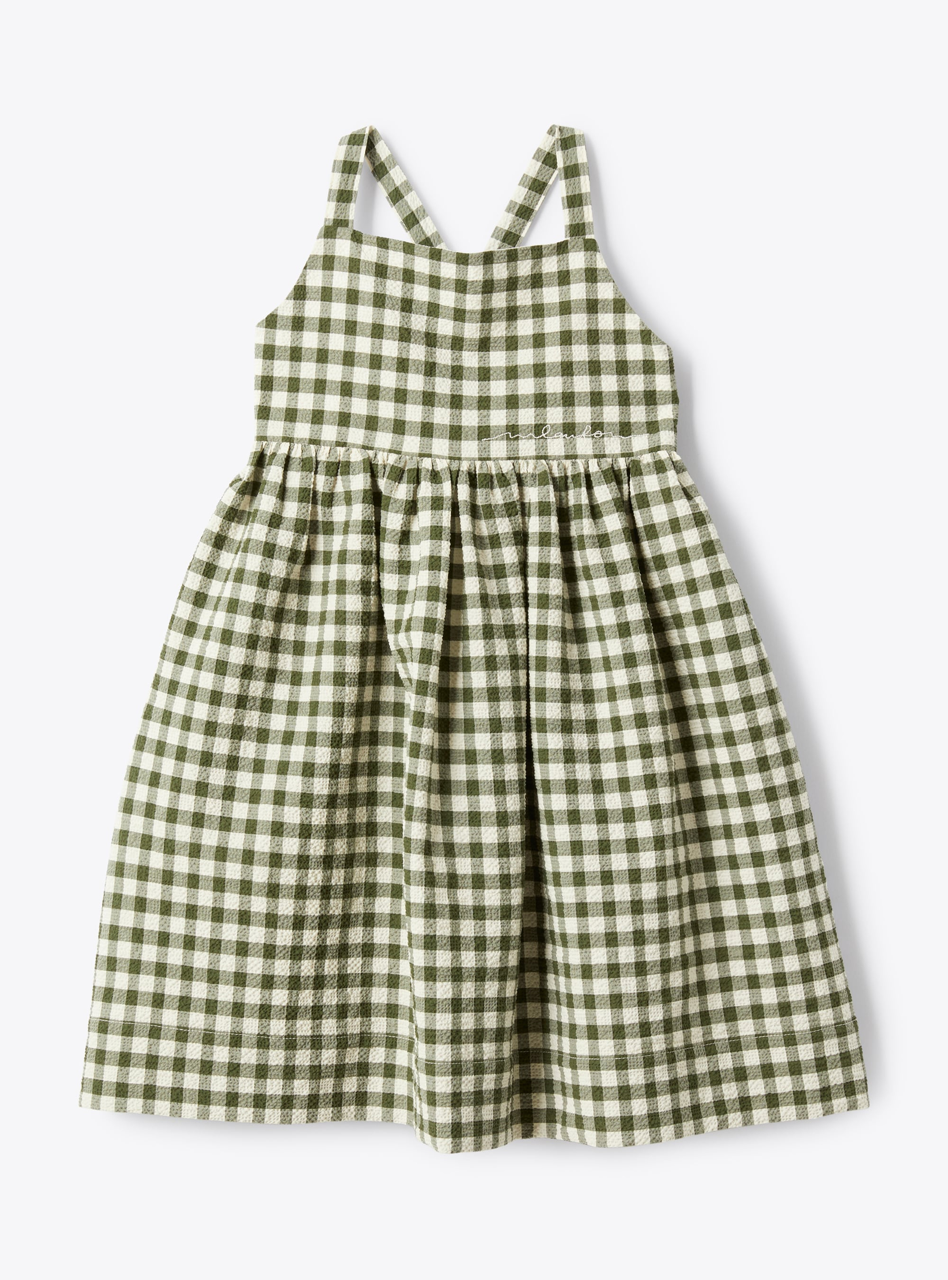 Abito in seersucker a quadretti - Verde | Il Gufo