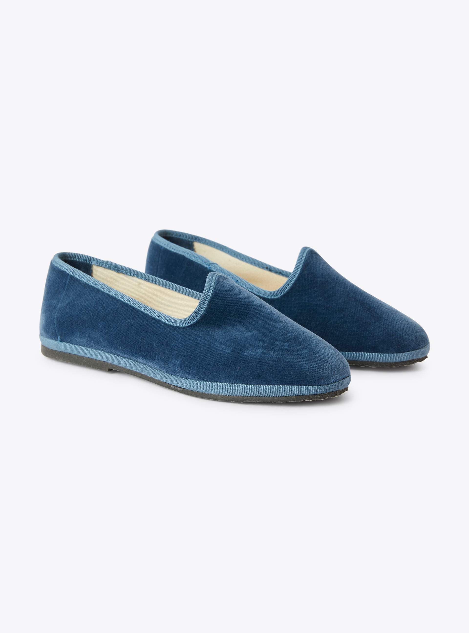 Slippers in velluto - Azzurro | Il Gufo