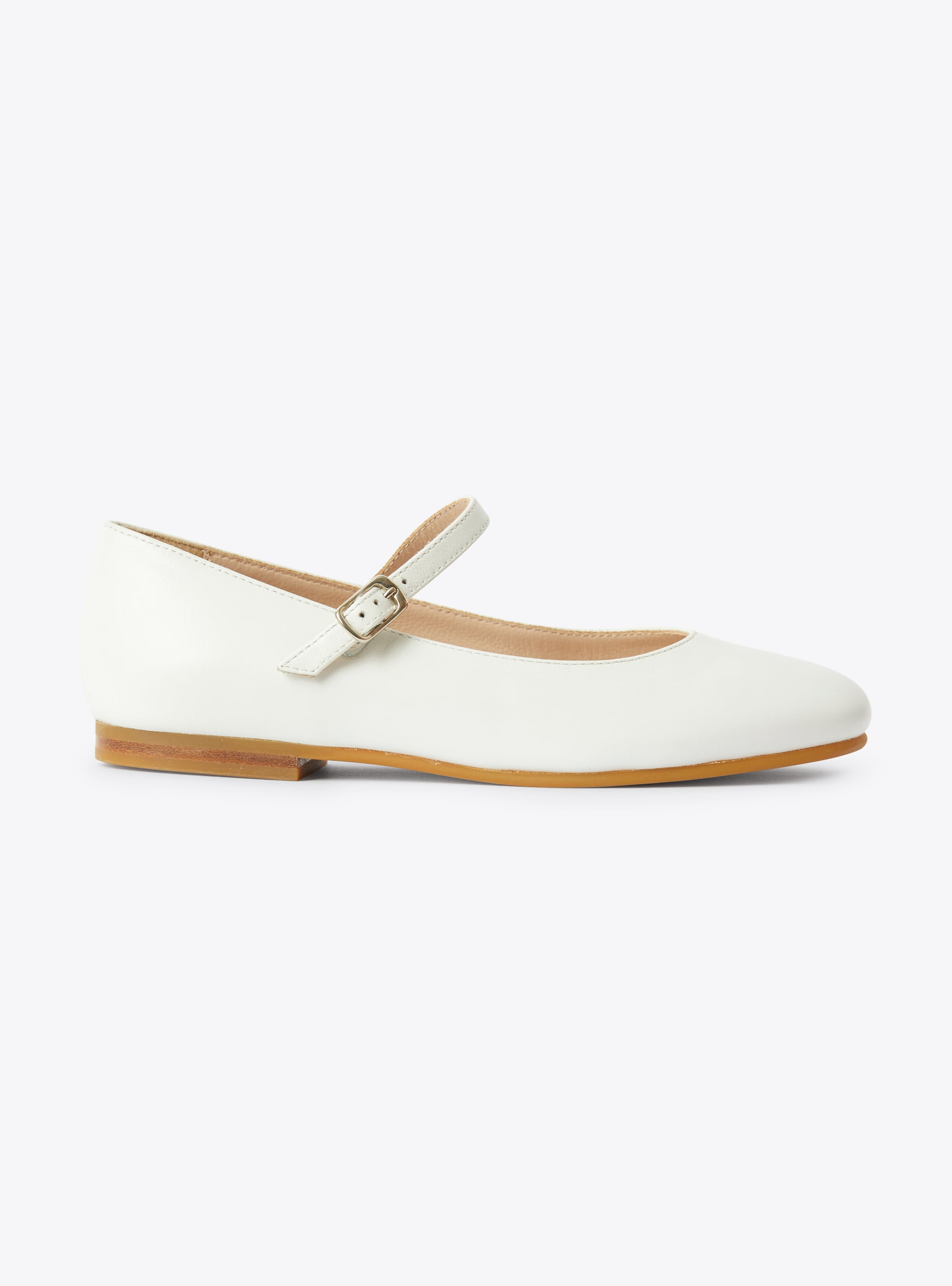 Leather ballerina flats with ankle strap - White | Il Gufo