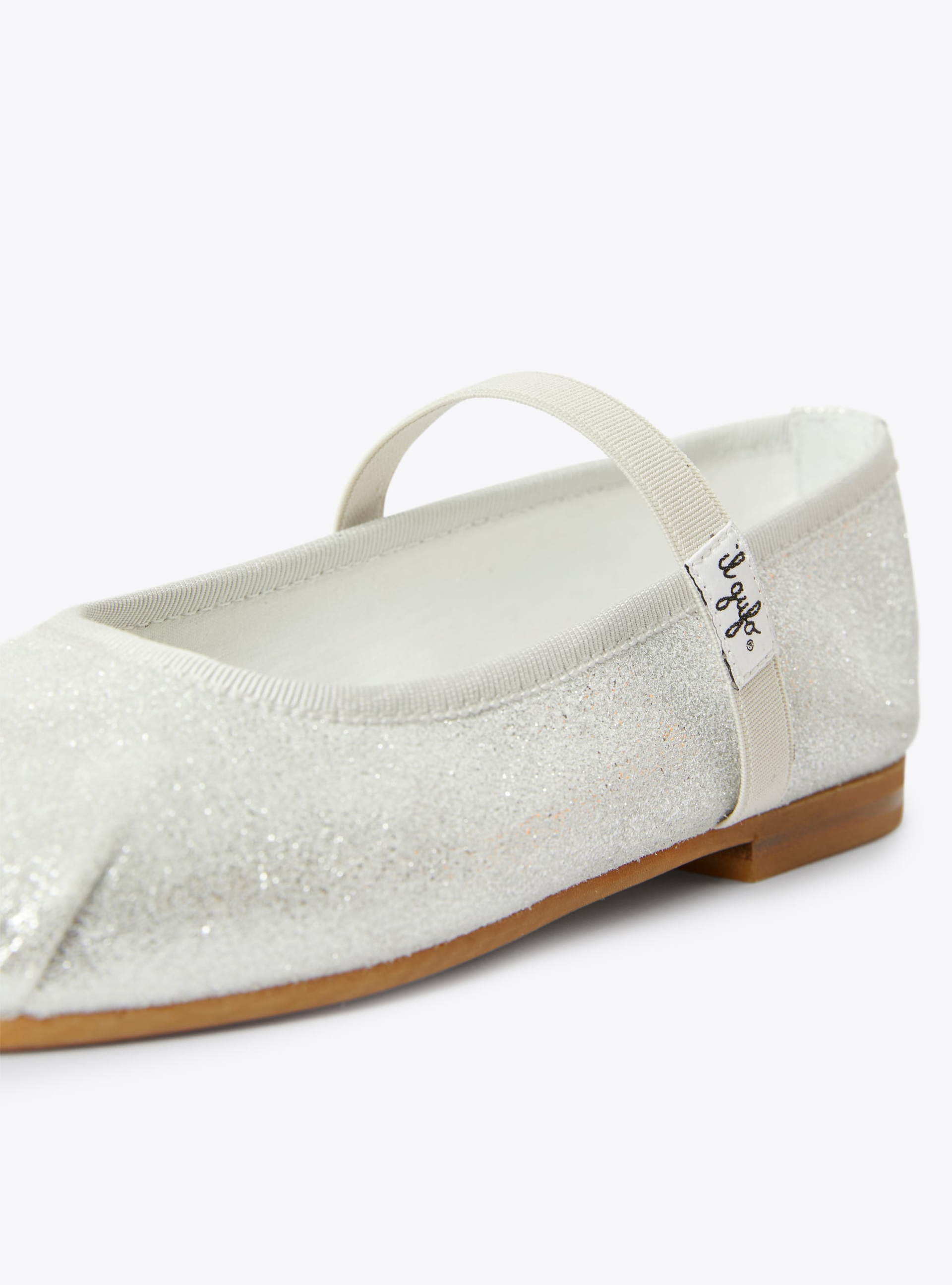 Ballerine in pelle con cinturino elastico - Grigio | Il Gufo