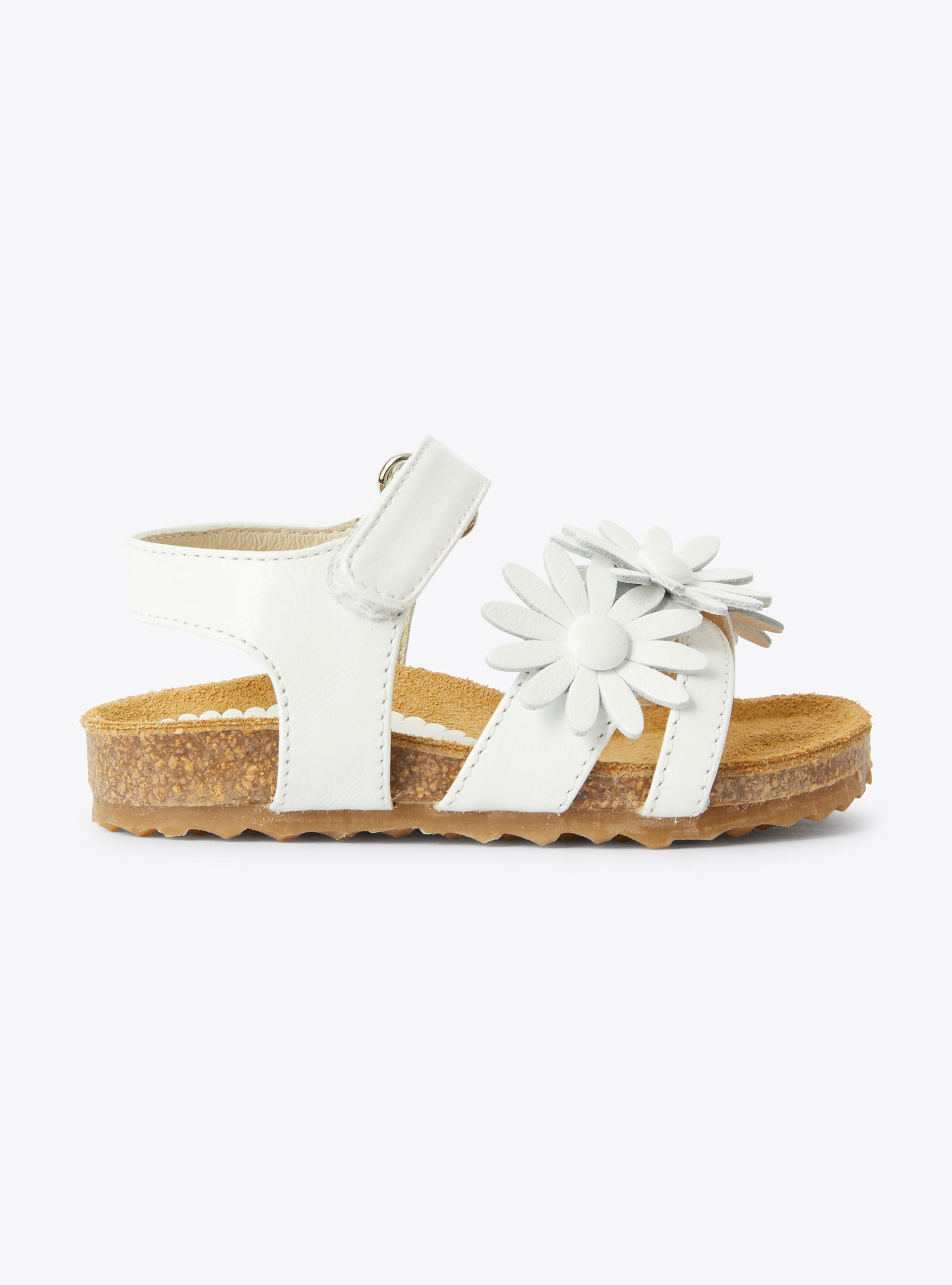 Sandal with appliqué flowers - White | Il Gufo