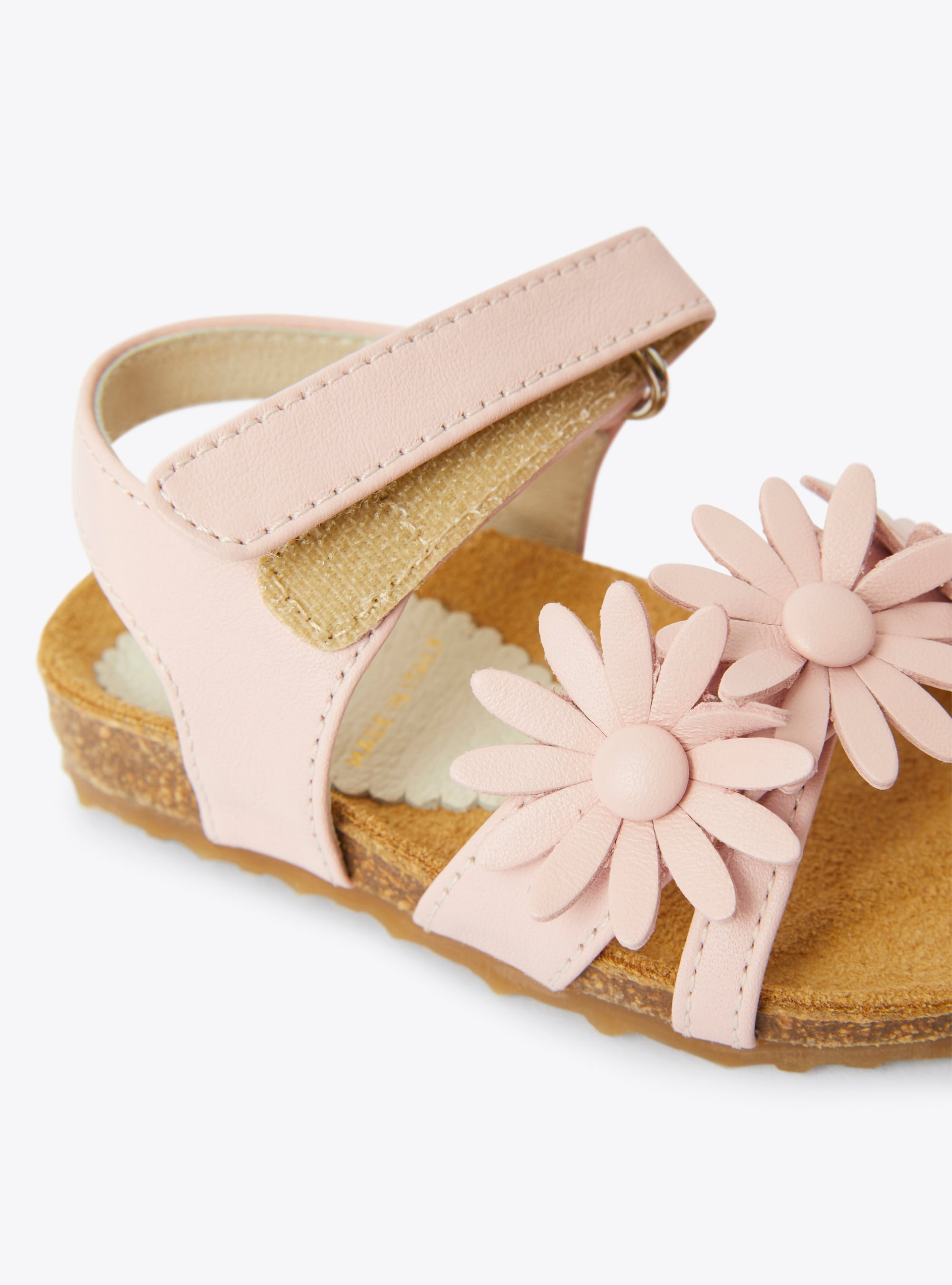 Sandal with appliqué flowers - Pink | Il Gufo