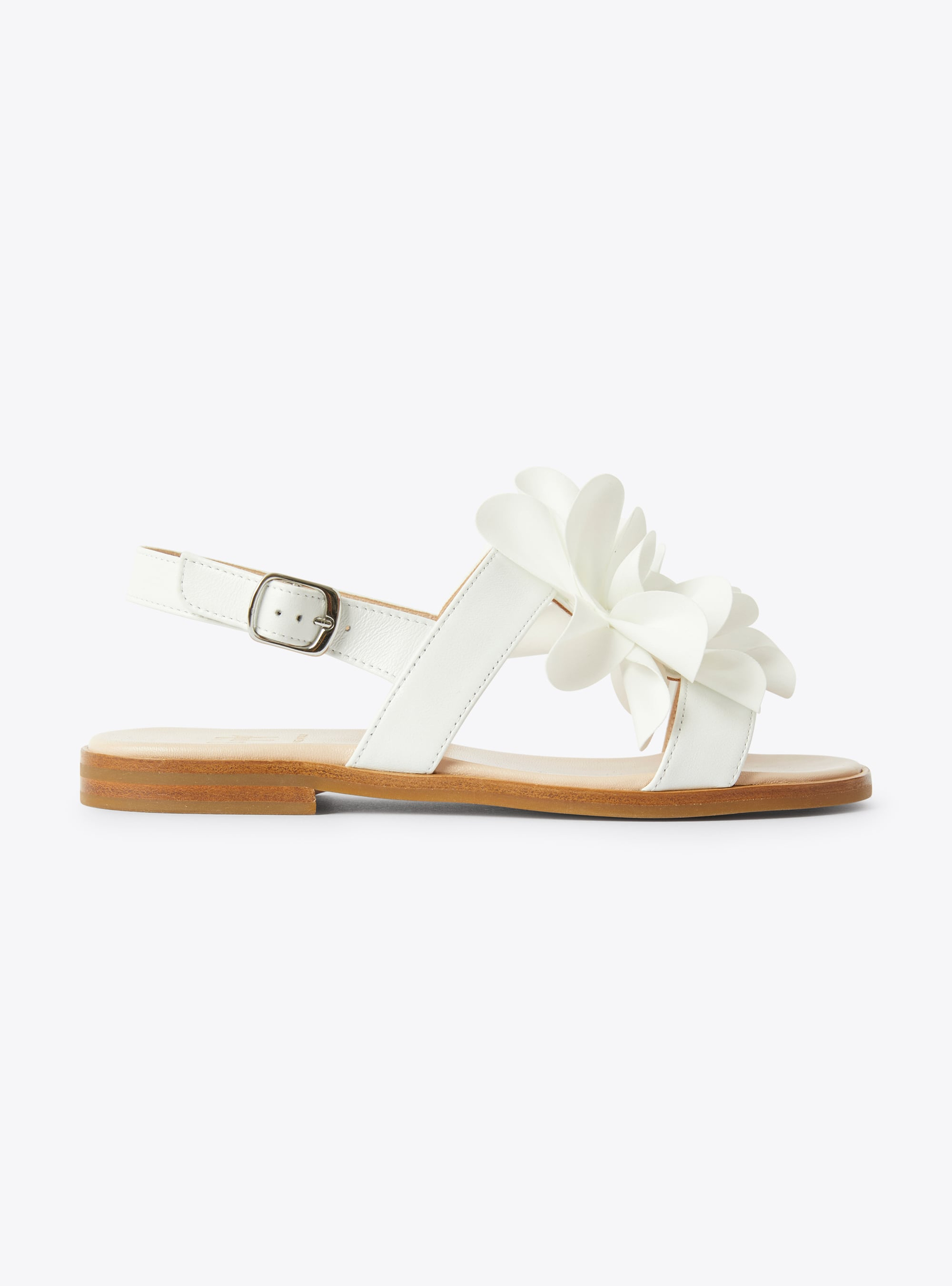 Sandalo in pelle con fiore - Scarpe - Il Gufo