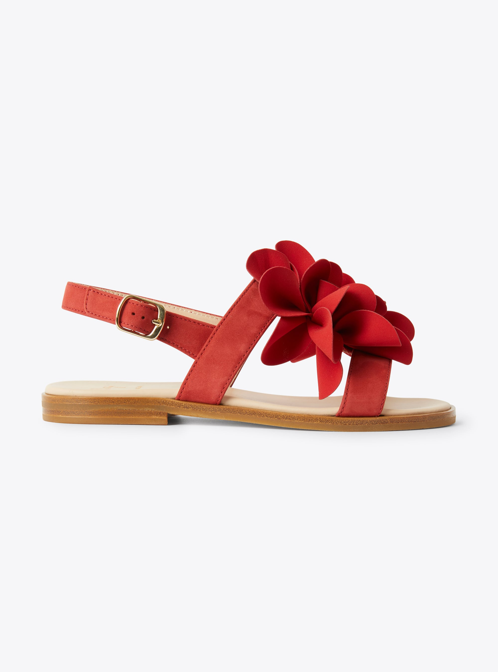 Leather sandal with flower detail - Red | Il Gufo