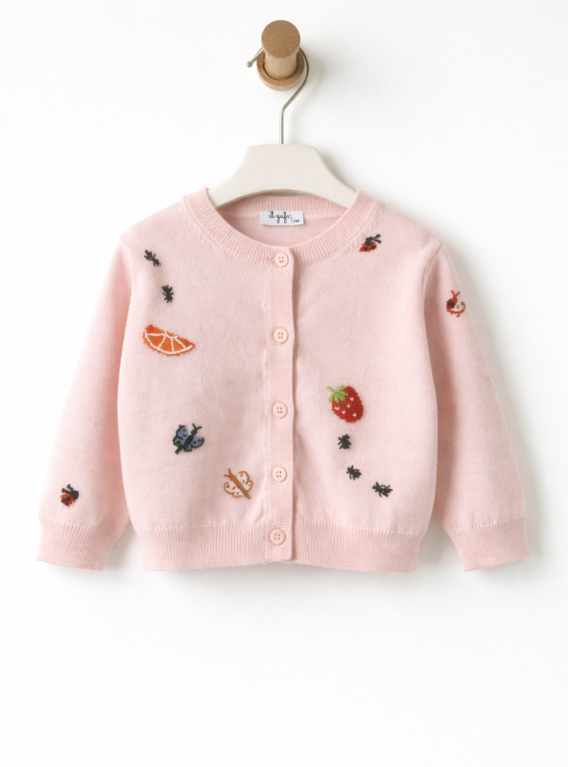 Cardigan in cotone organico con ricami - Maglie - Il Gufo