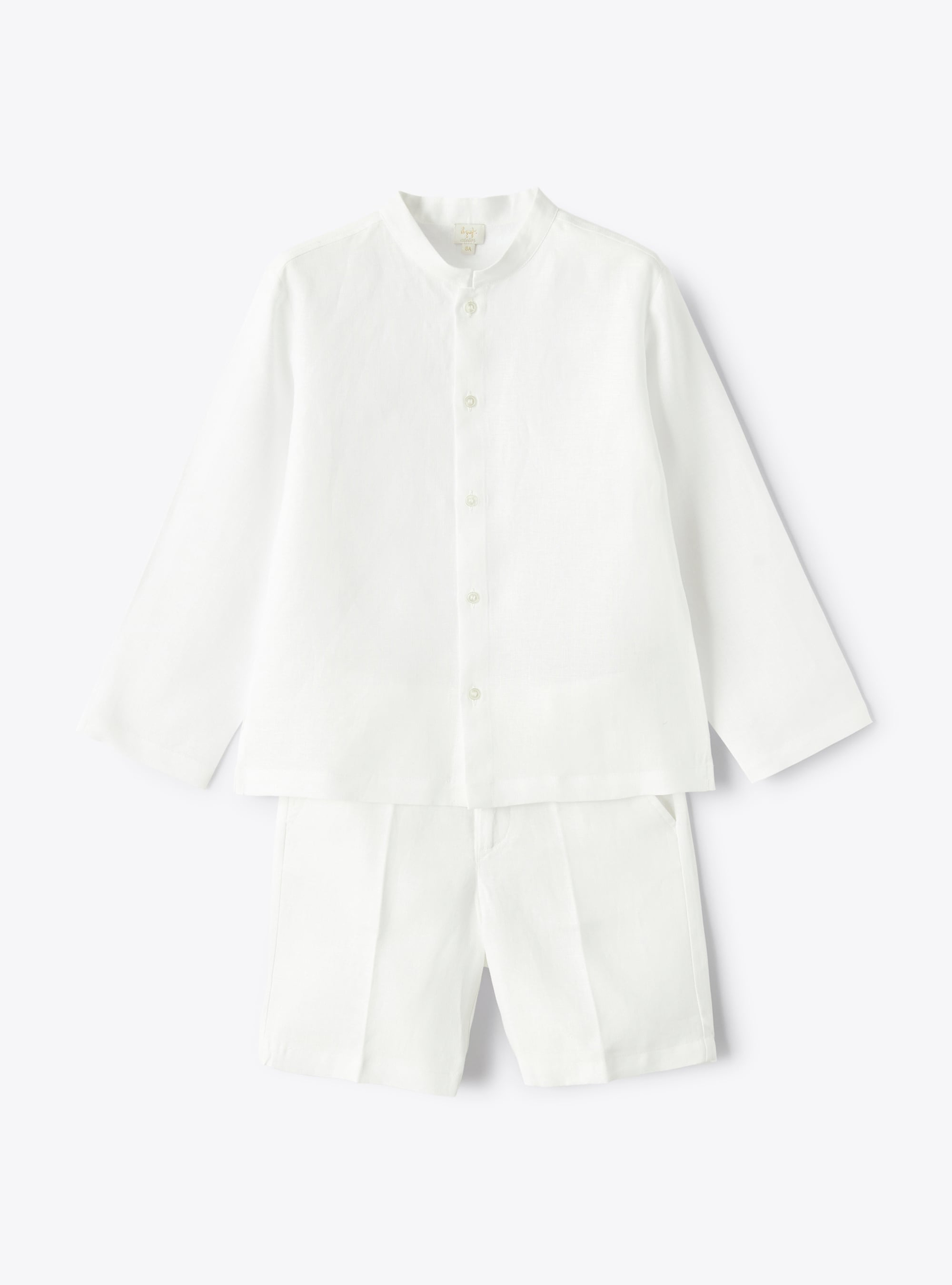 Two-piece set in linen for boys  - White | Il Gufo