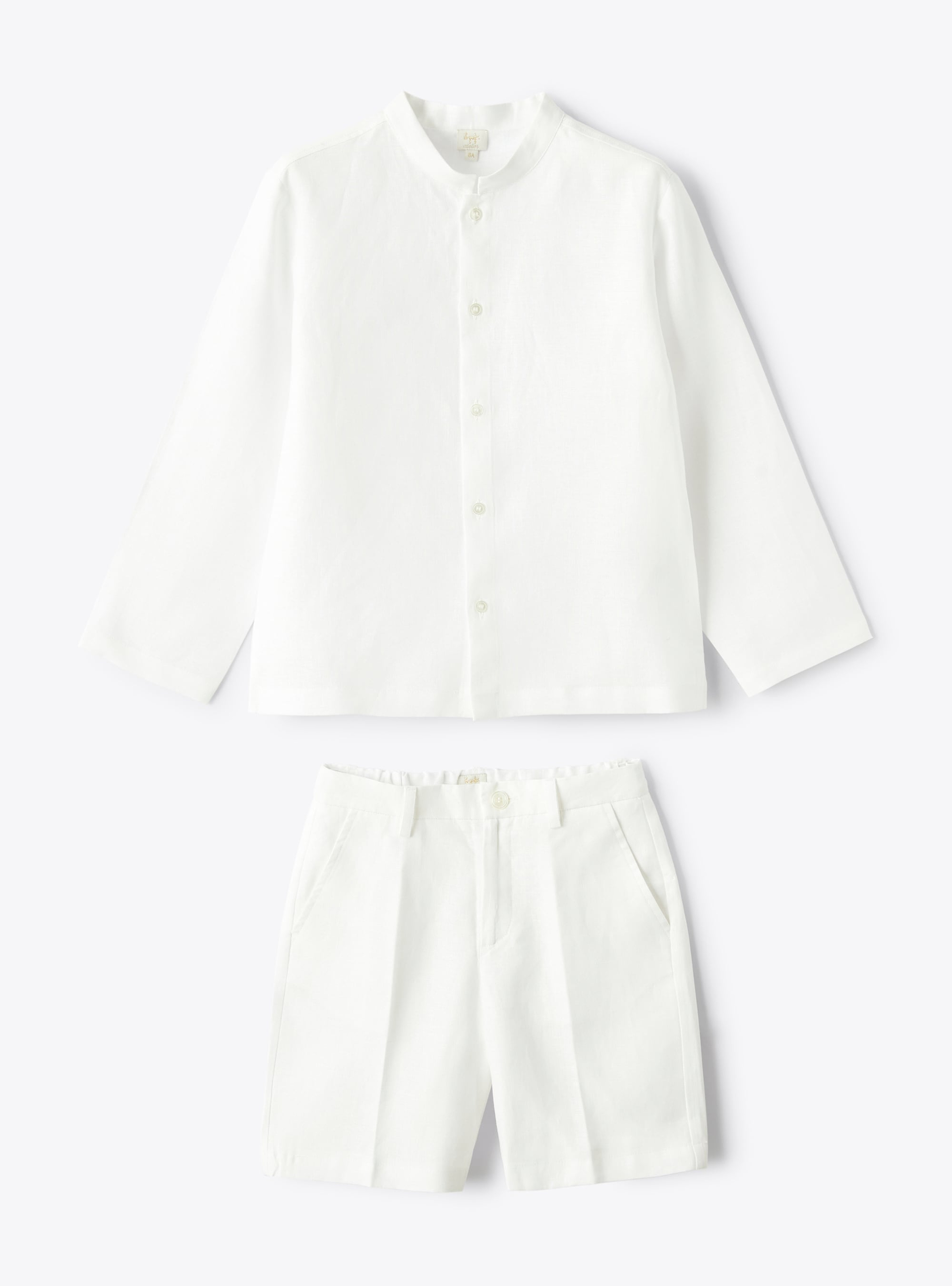 Two-piece set in linen for boys  - White | Il Gufo