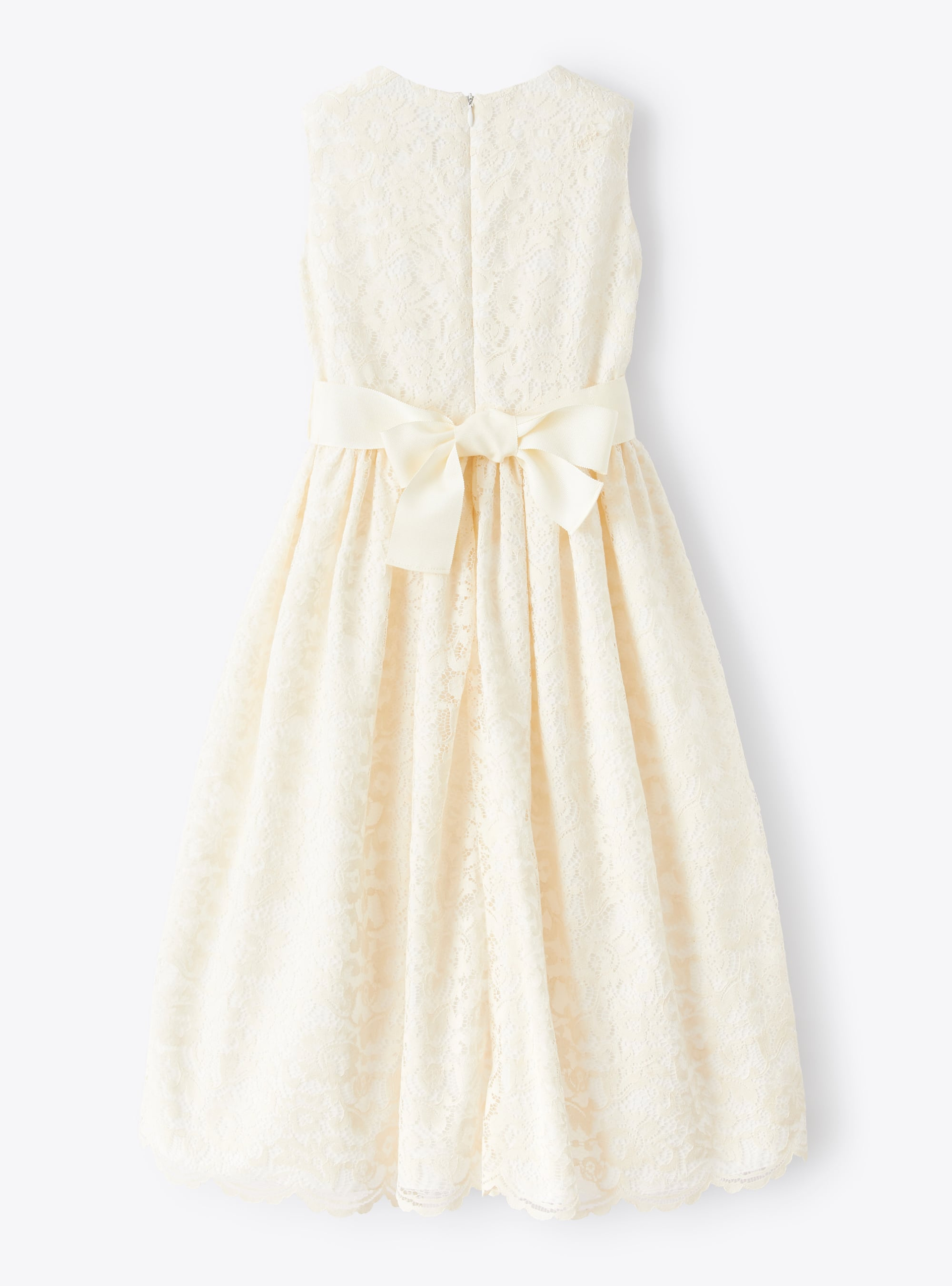Sleeveless dress in lace with belt - White | Il Gufo