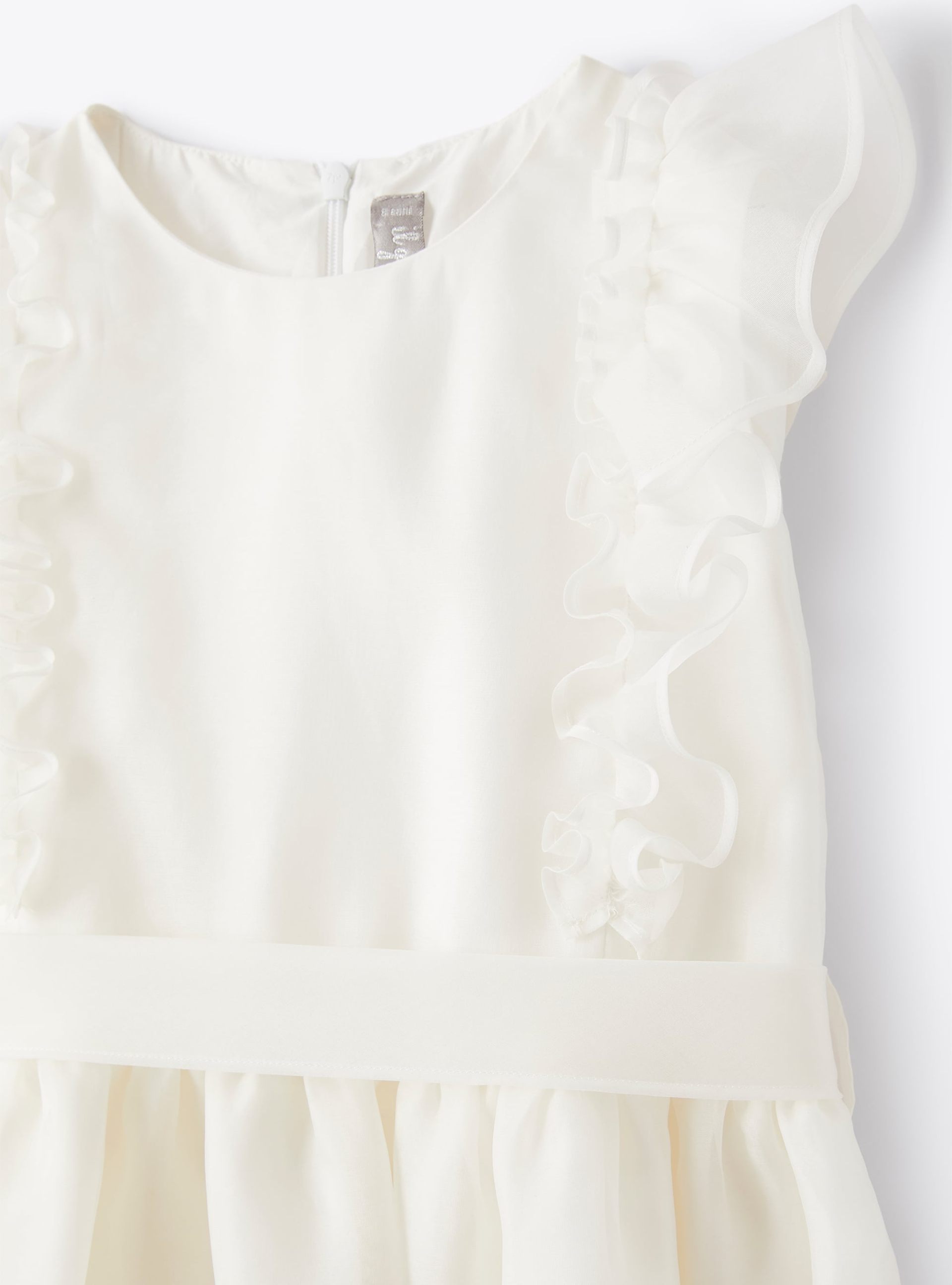 Organza dress with ruffle detail - White | Il Gufo