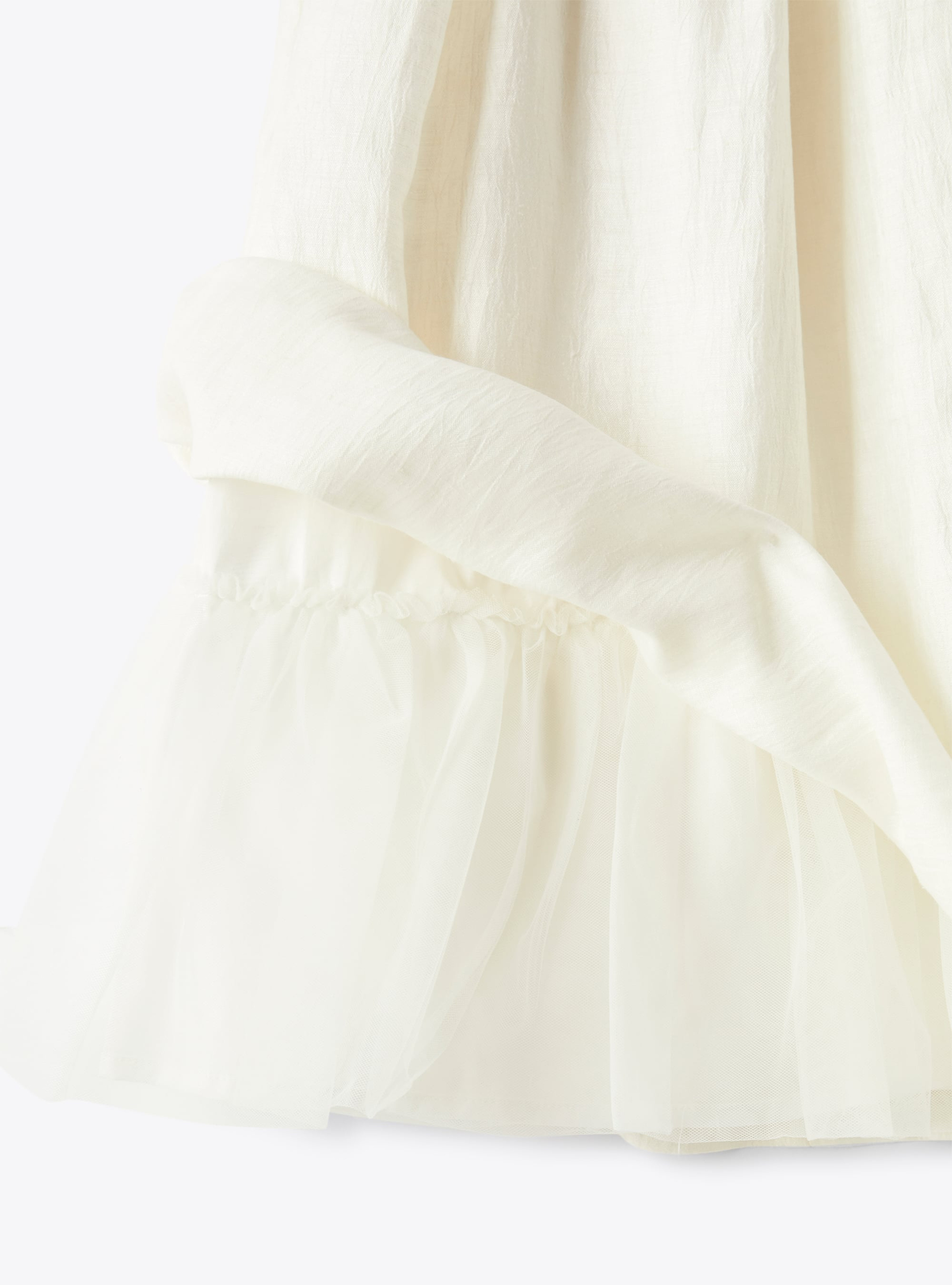 Dress in milky-white shantung linen - Yellow | Il Gufo