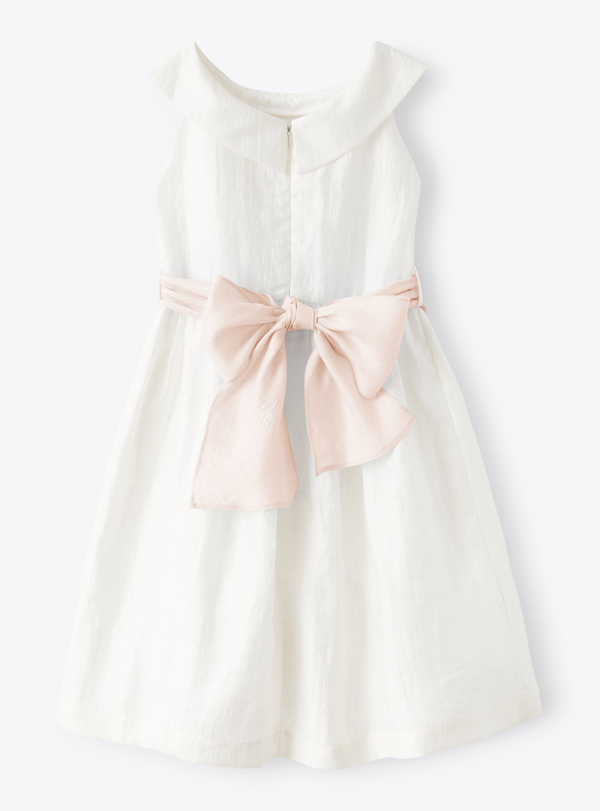 Dress in linen shantung with pink belt - White | Il Gufo