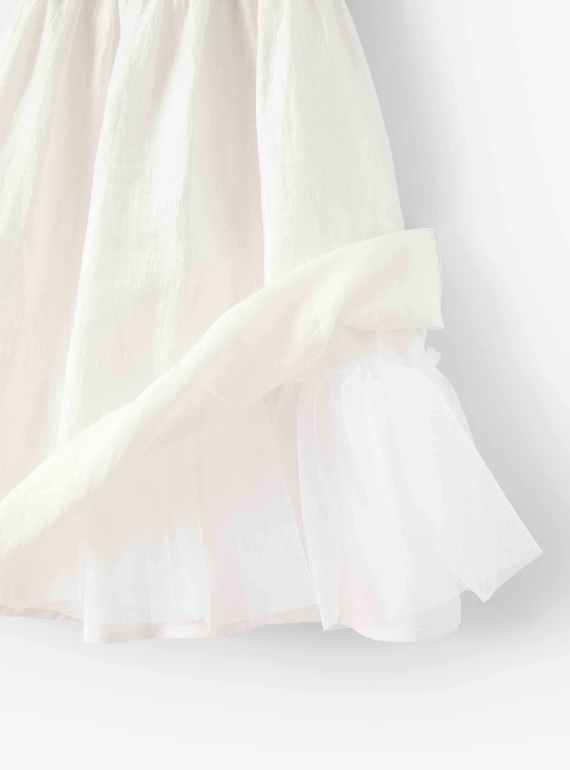 Dress in linen shantung with pink belt - White | Il Gufo