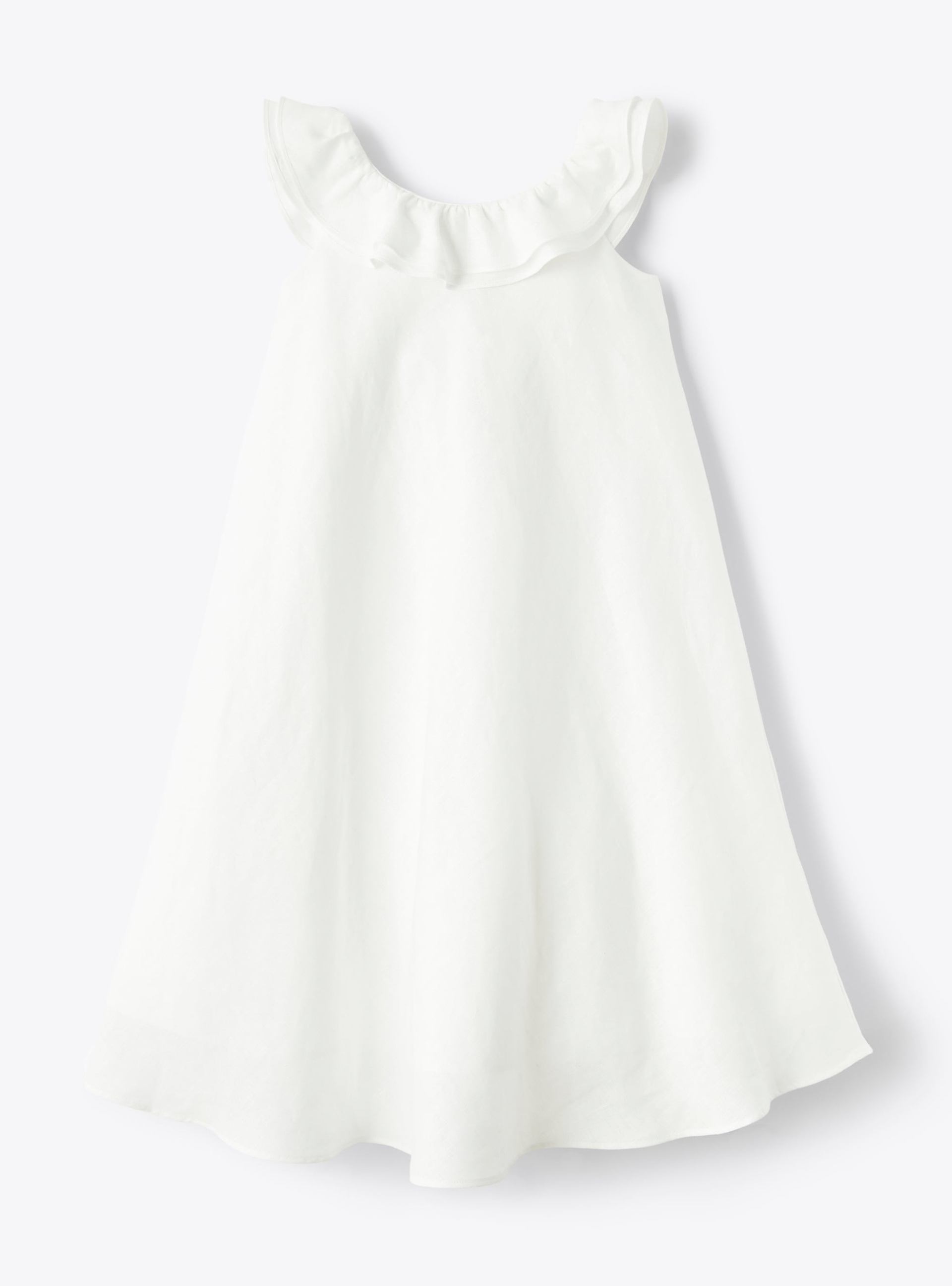 Linen dress with ruffle detail  - Dresses - Il Gufo