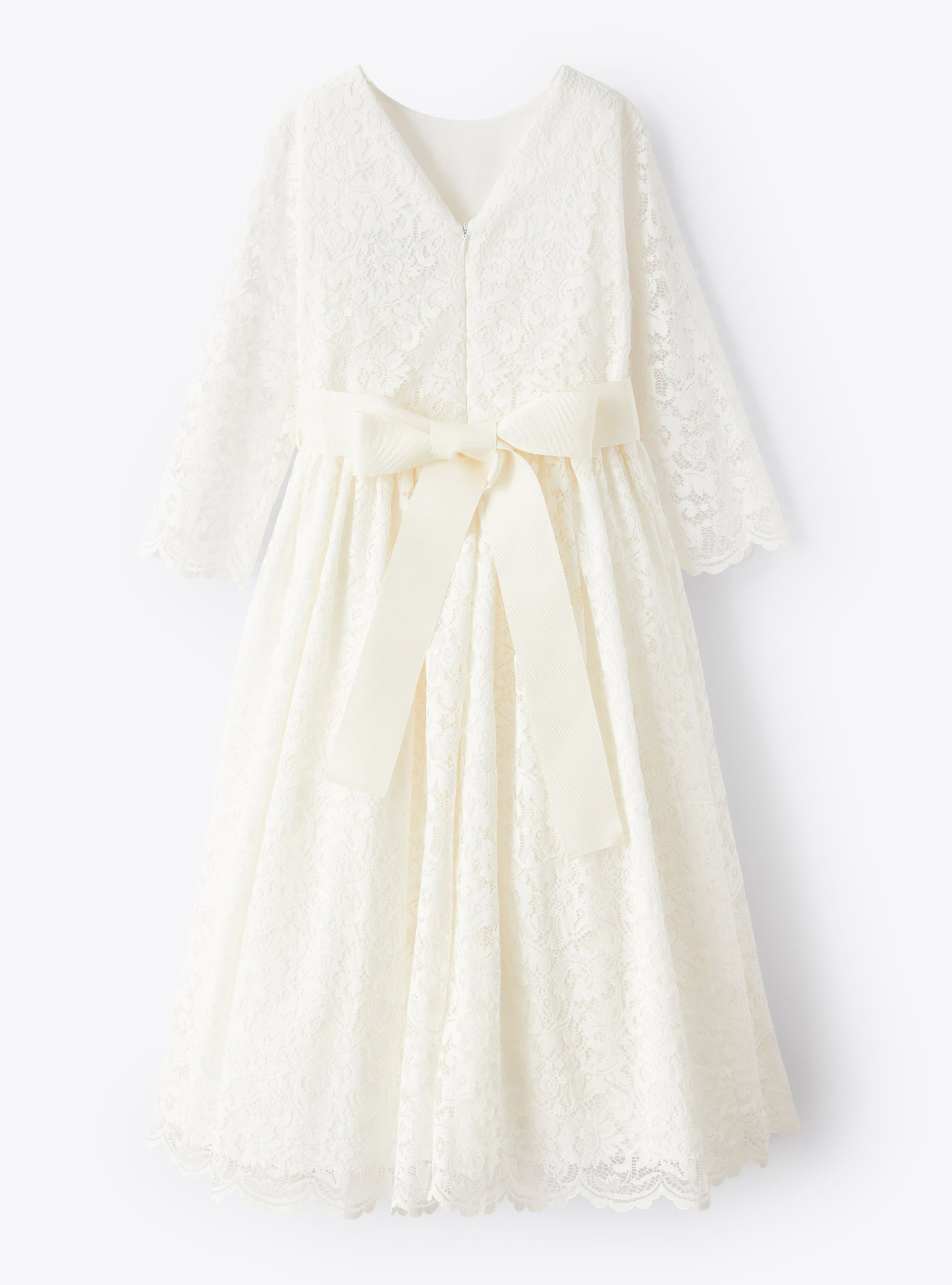 Langes Spitzenkleid mit Gürtel - Weiss | Il Gufo