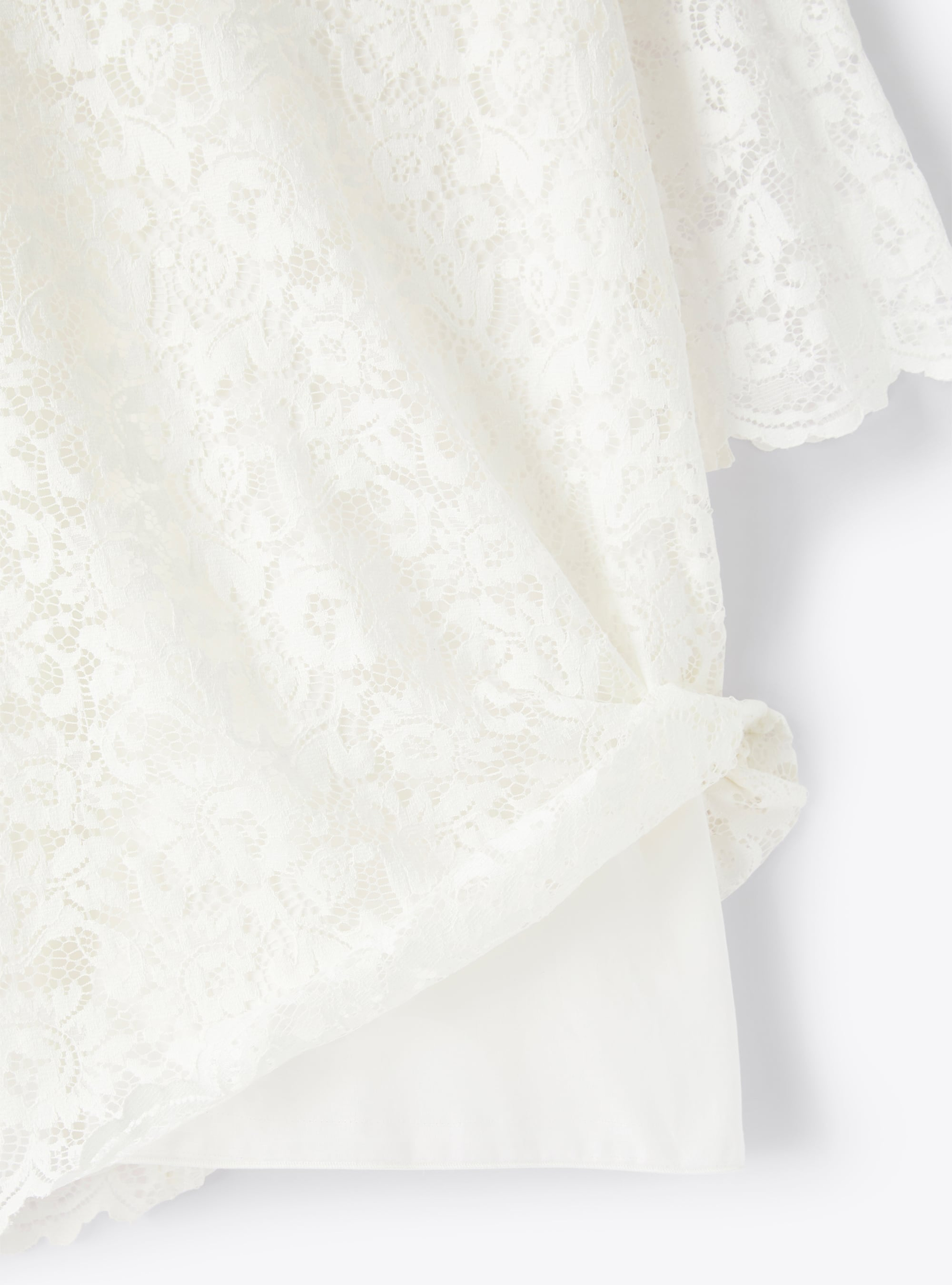 Short A-line dress in cotton lace - White | Il Gufo