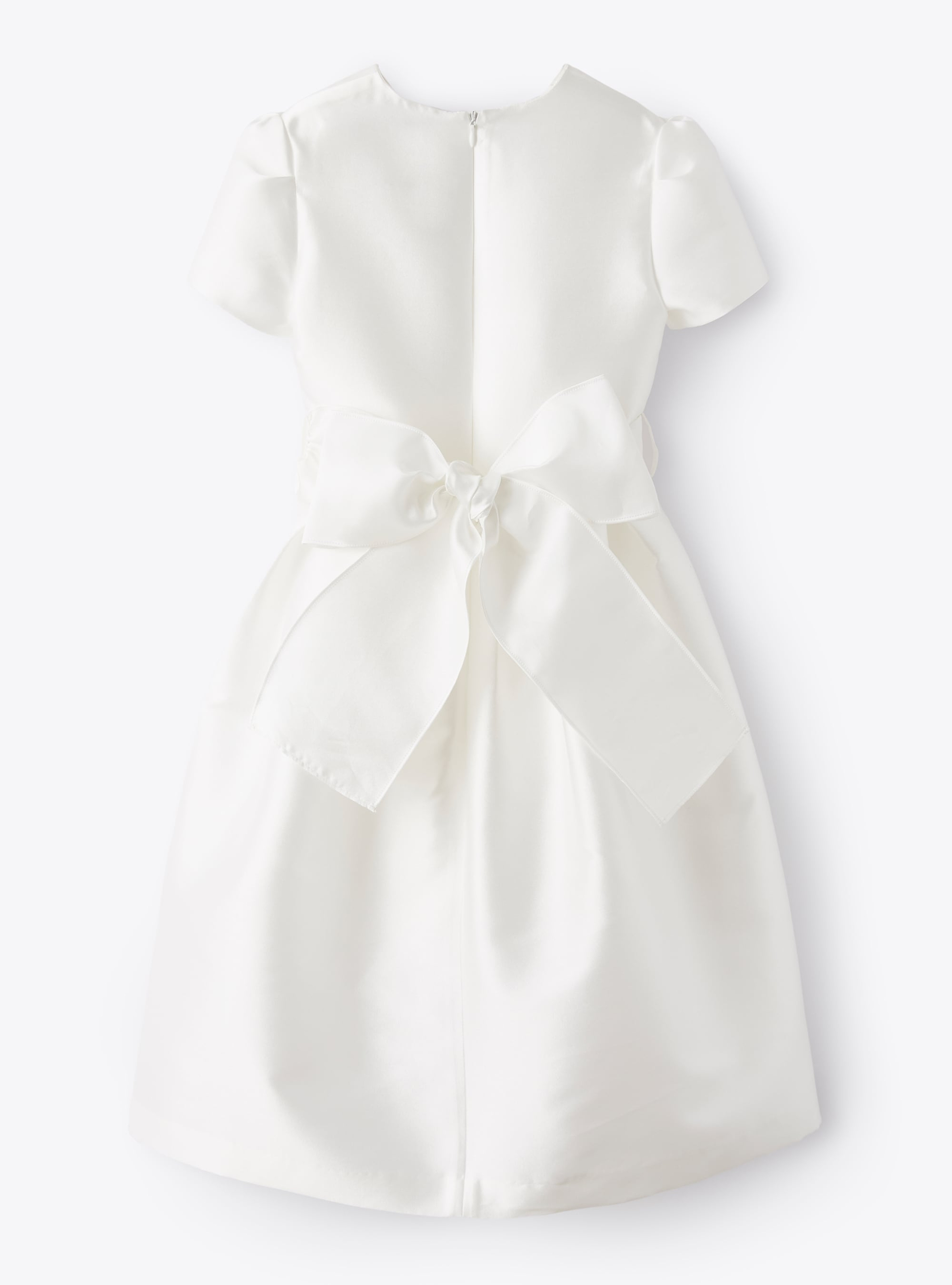 Short-sleeve dress with mikado belt - White | Il Gufo