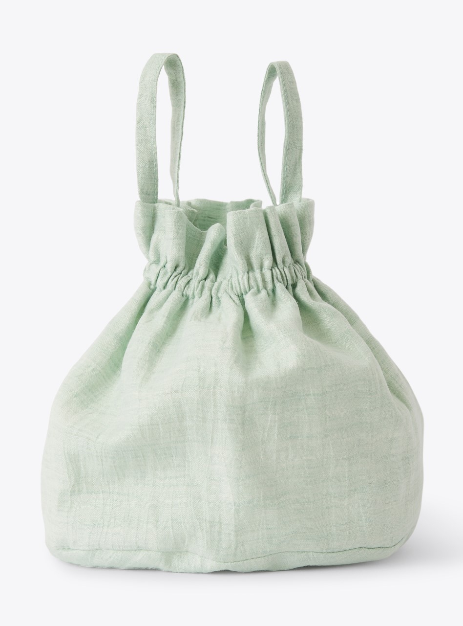 Drawstring bag in light-green linen - Green | Il Gufo
