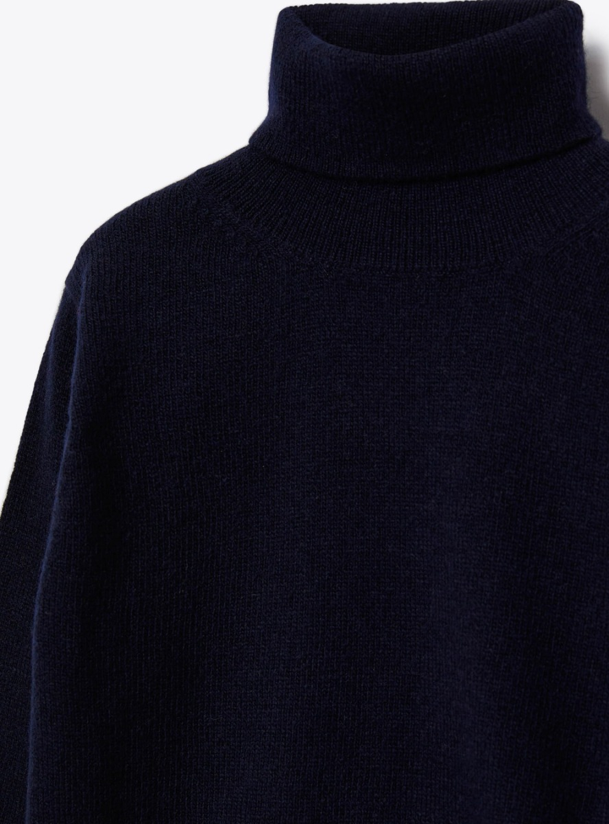 Cashmere turtleneck sweater - Blue | Il Gufo