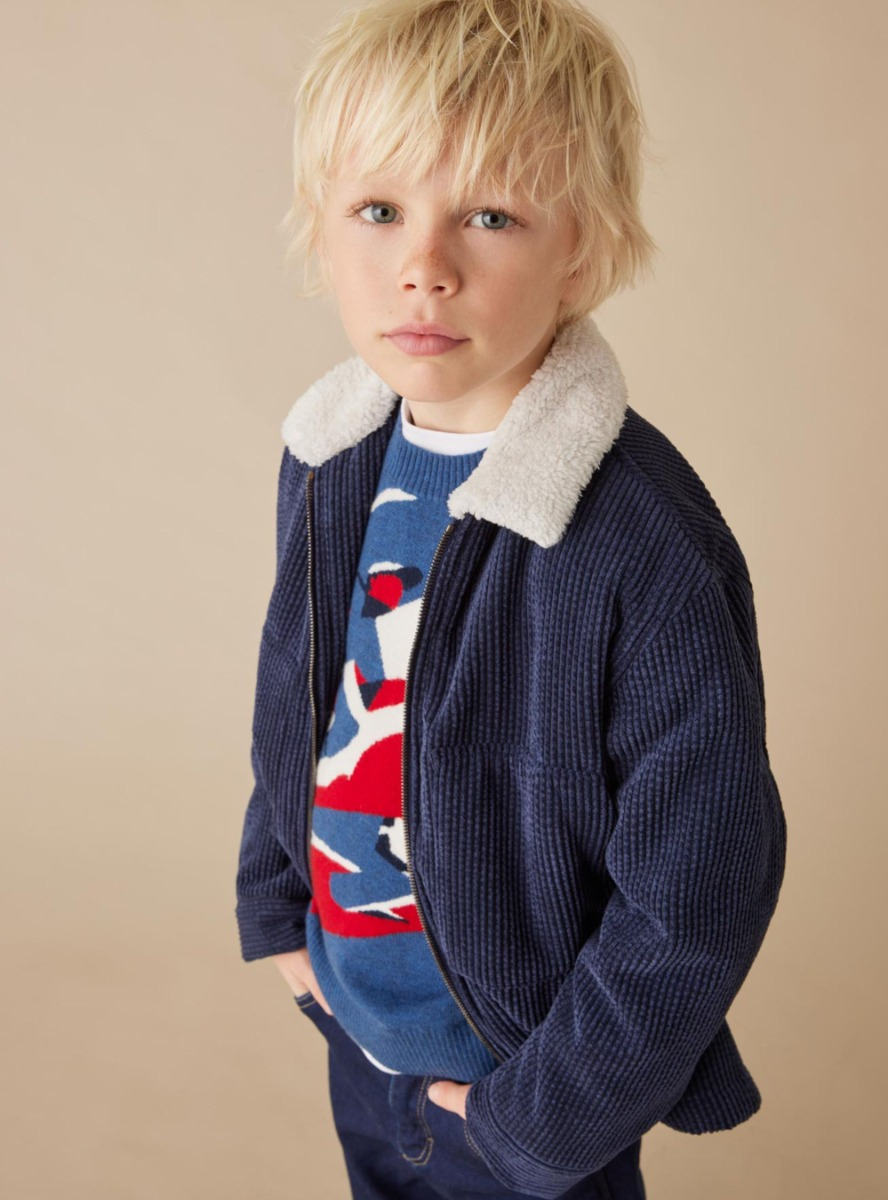 Velvet and curly fleece jacket - Coats - Il Gufo