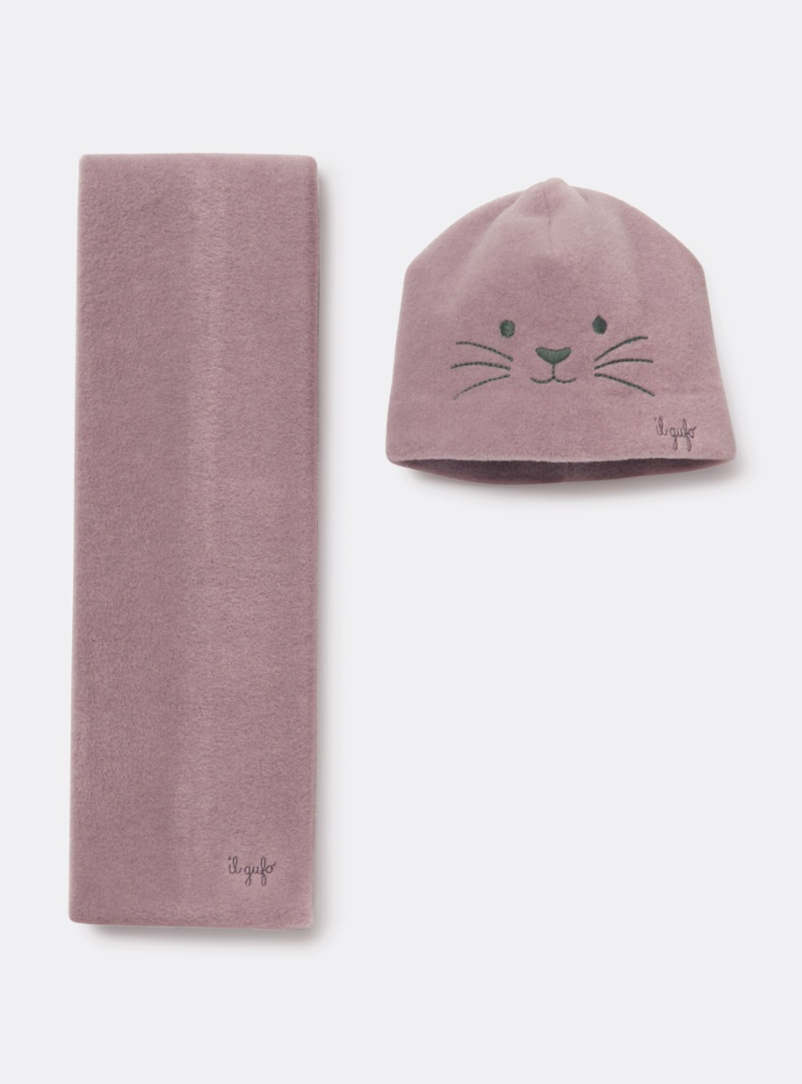 Hat and scarf set - Pink | Il Gufo