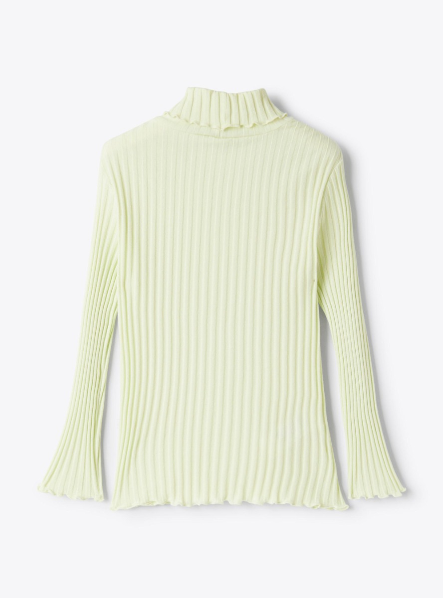 Ribbed turtleneck T-shirt - Yellow | Il Gufo
