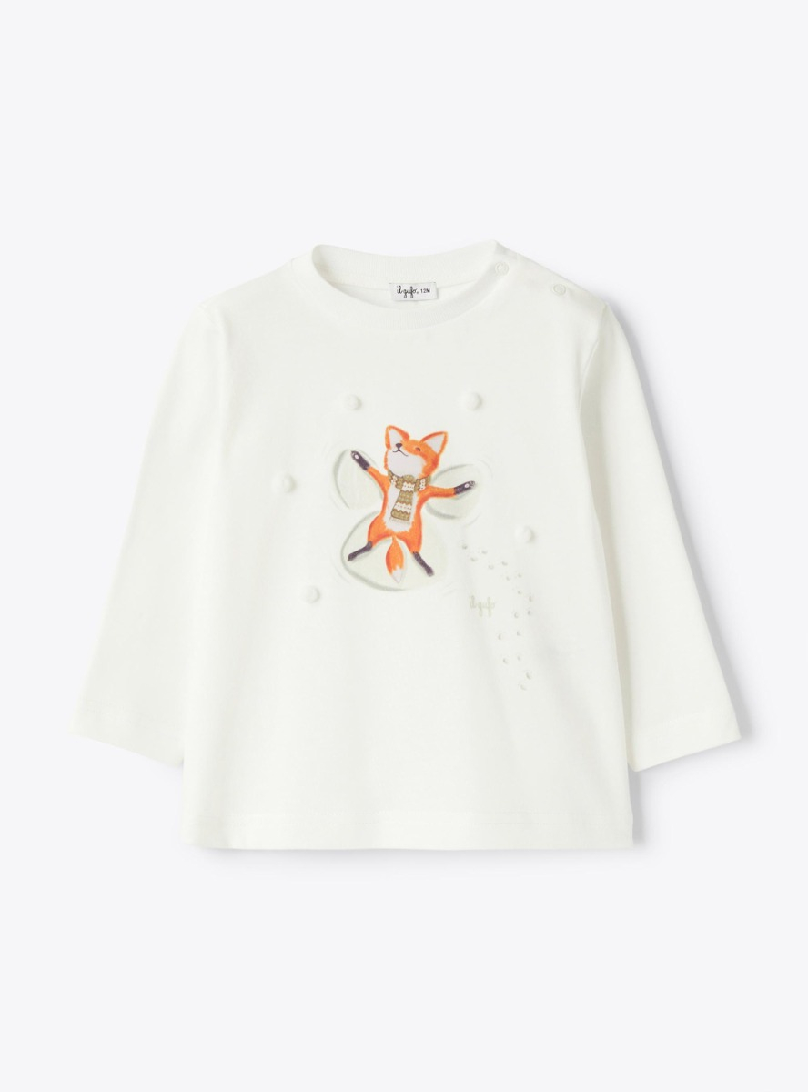 Cotton jersey T-shirt with print - White | Il Gufo