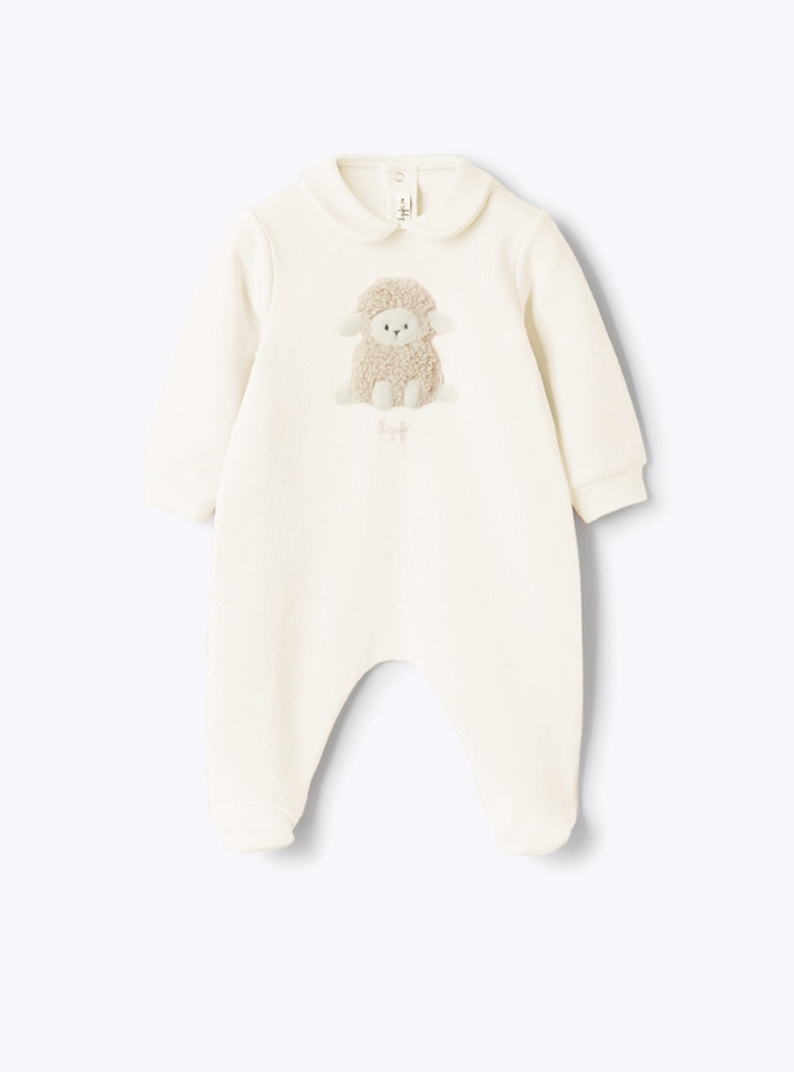 Tutina in felpa stretch con applicazione - Bianco | Il Gufo
