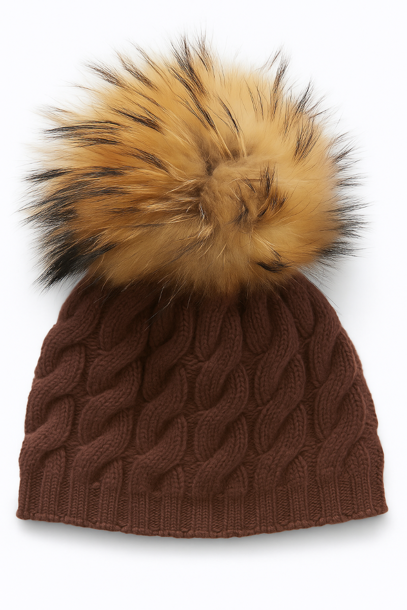Wool beanie with pom pom - Brown | Il Gufo