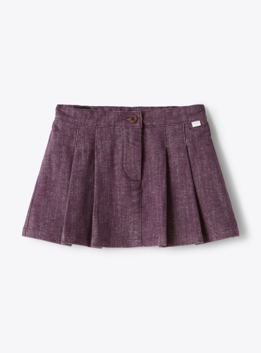 Pleated cotton-blend skirt - Violet | Il Gufo