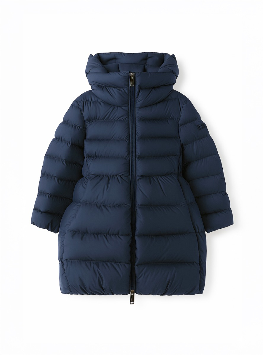 Flared down jacket in microfiber nylon - Blue | Il Gufo