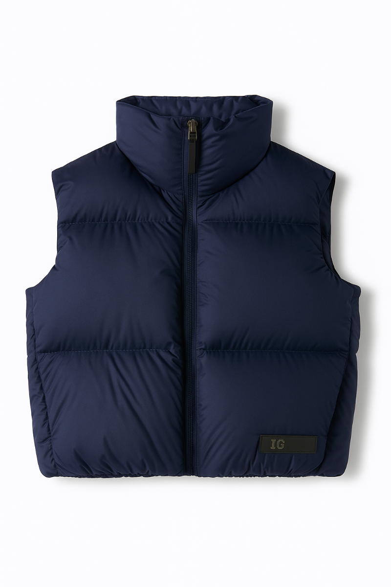 Boxy vest in microfiber nylon - Blue | Il Gufo