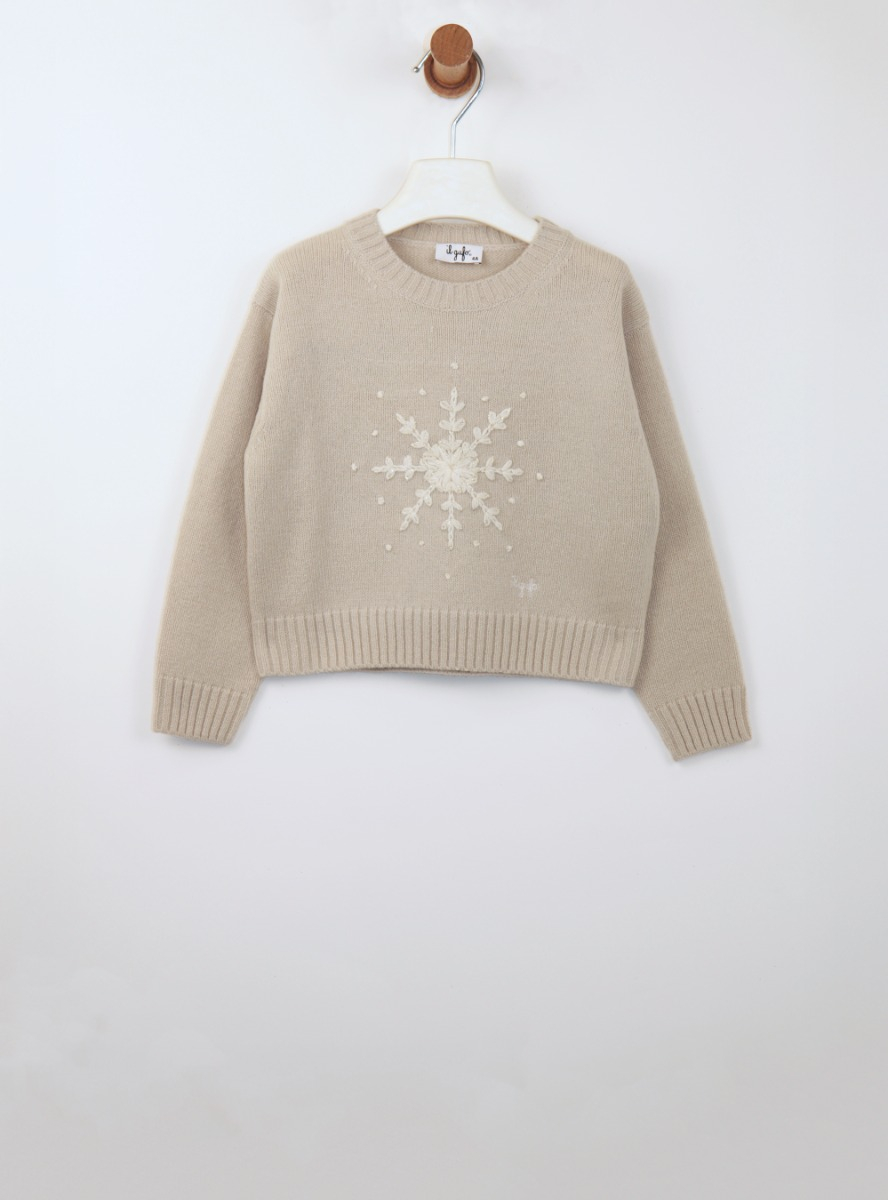 Wool sweater with snowflake design - Sweaters - Il Gufo