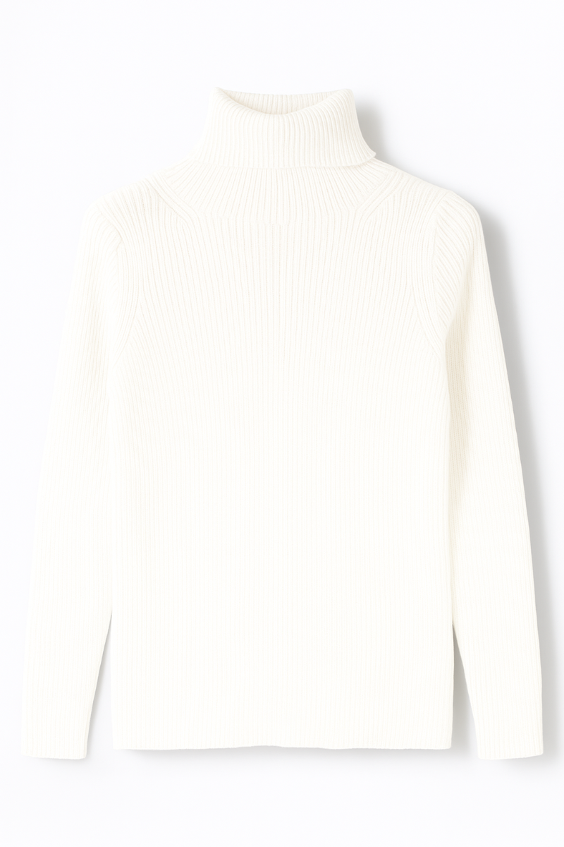 Maglione dolcevita in cotone organico - Bianco | Il Gufo