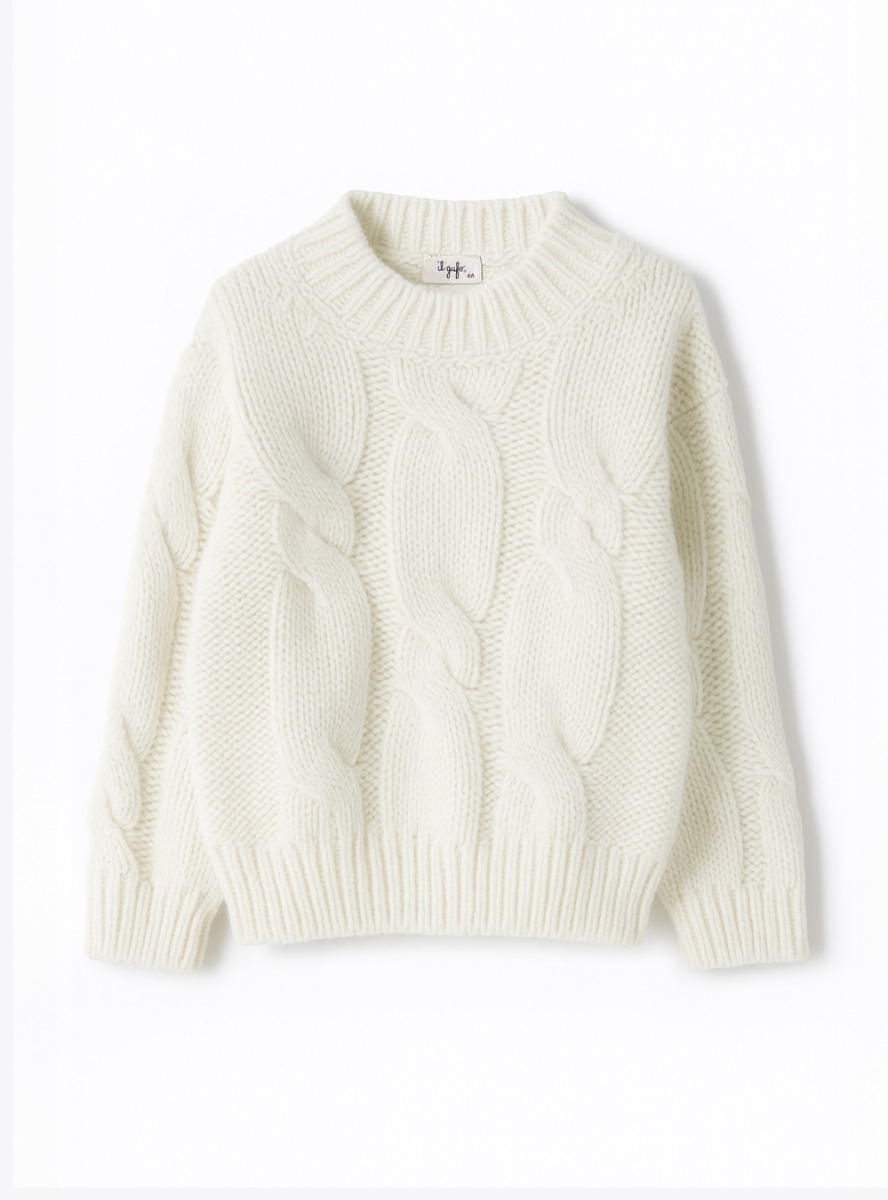 Cable-knit wool-blend sweater - White | Il Gufo