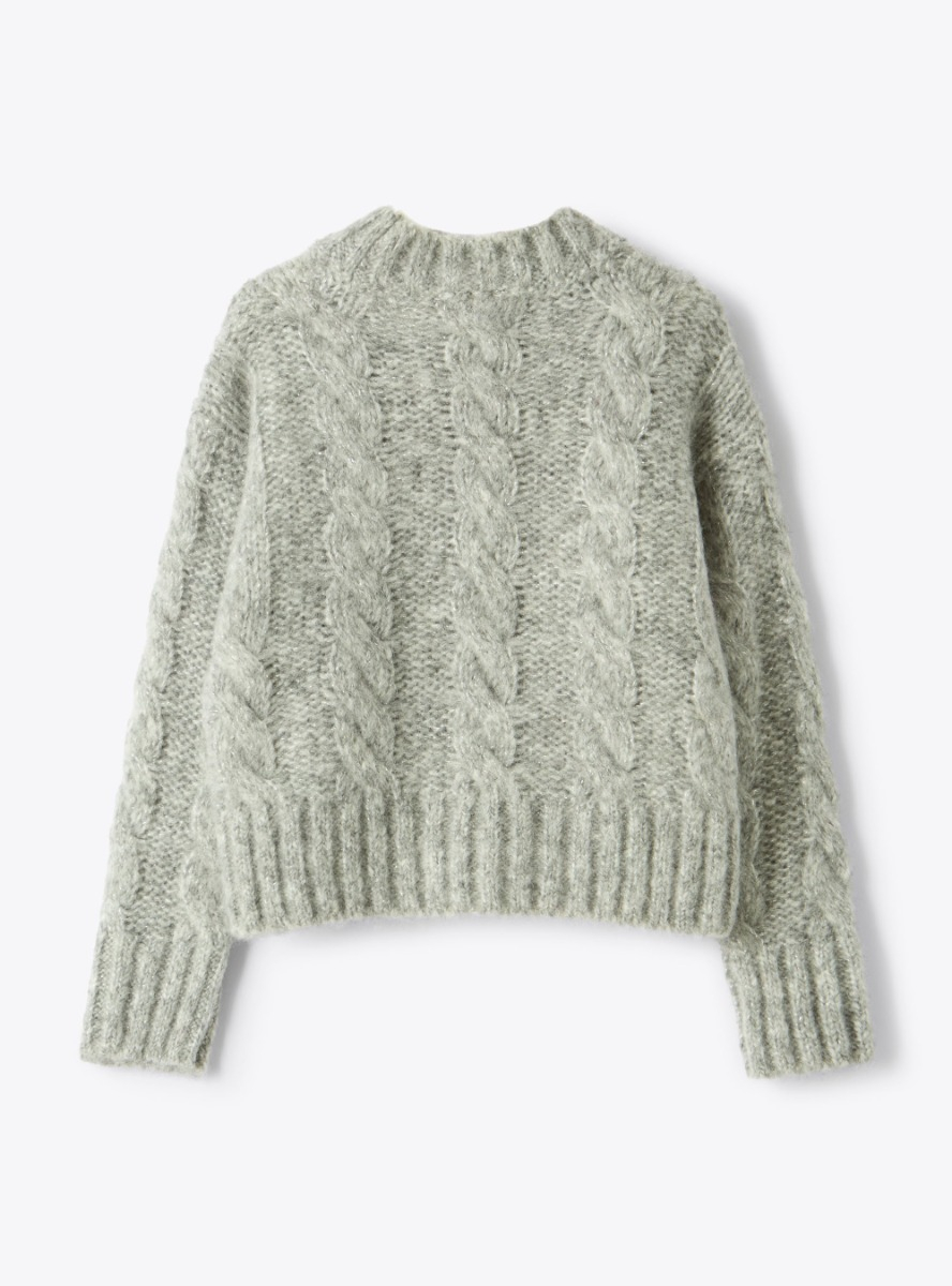 Cable-knit wool-blend sweater with lurex - Grey | Il Gufo