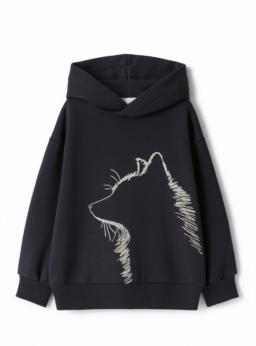 Felpa in cotone con cappuccio - Blu | Il Gufo