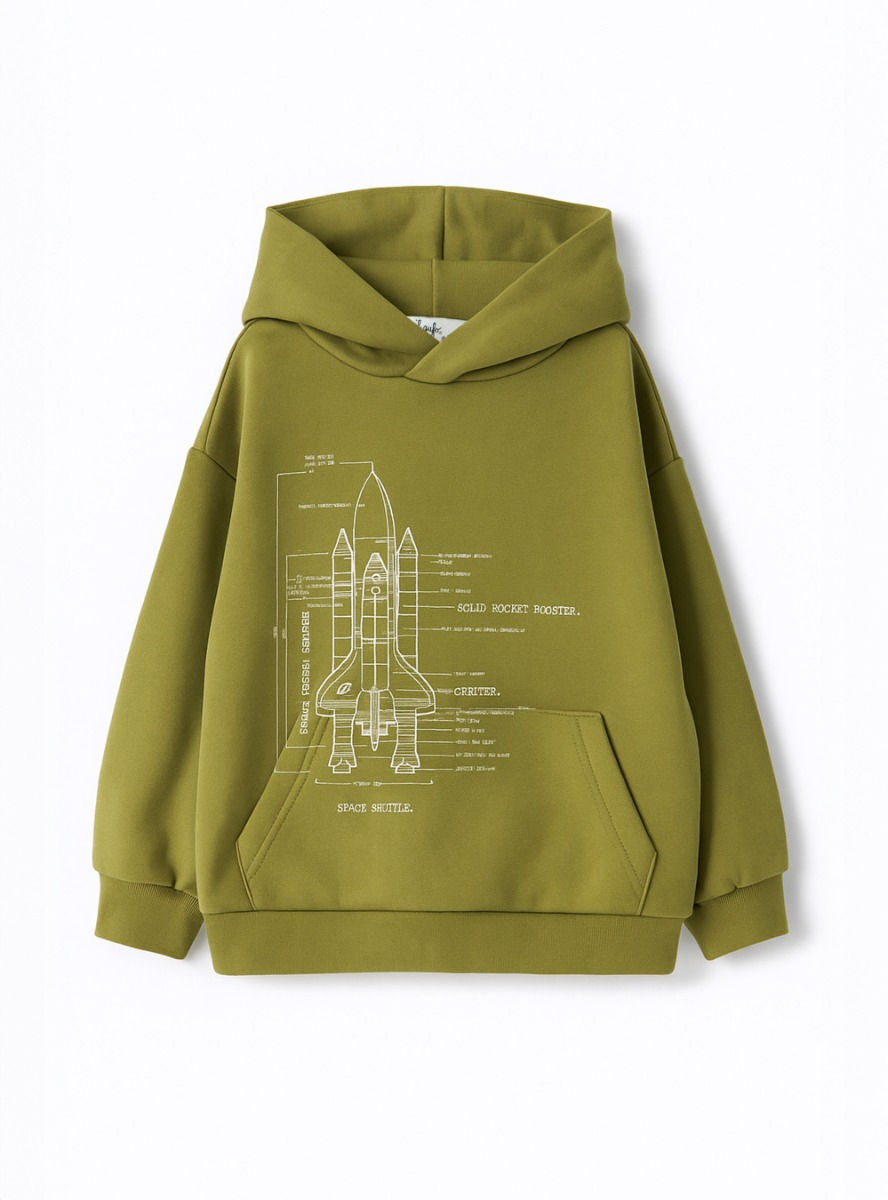 Cotton sweatshirt with print - Green | Il Gufo