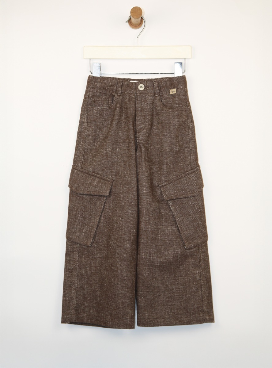 Cargo pants with wide legs - Brown | Il Gufo