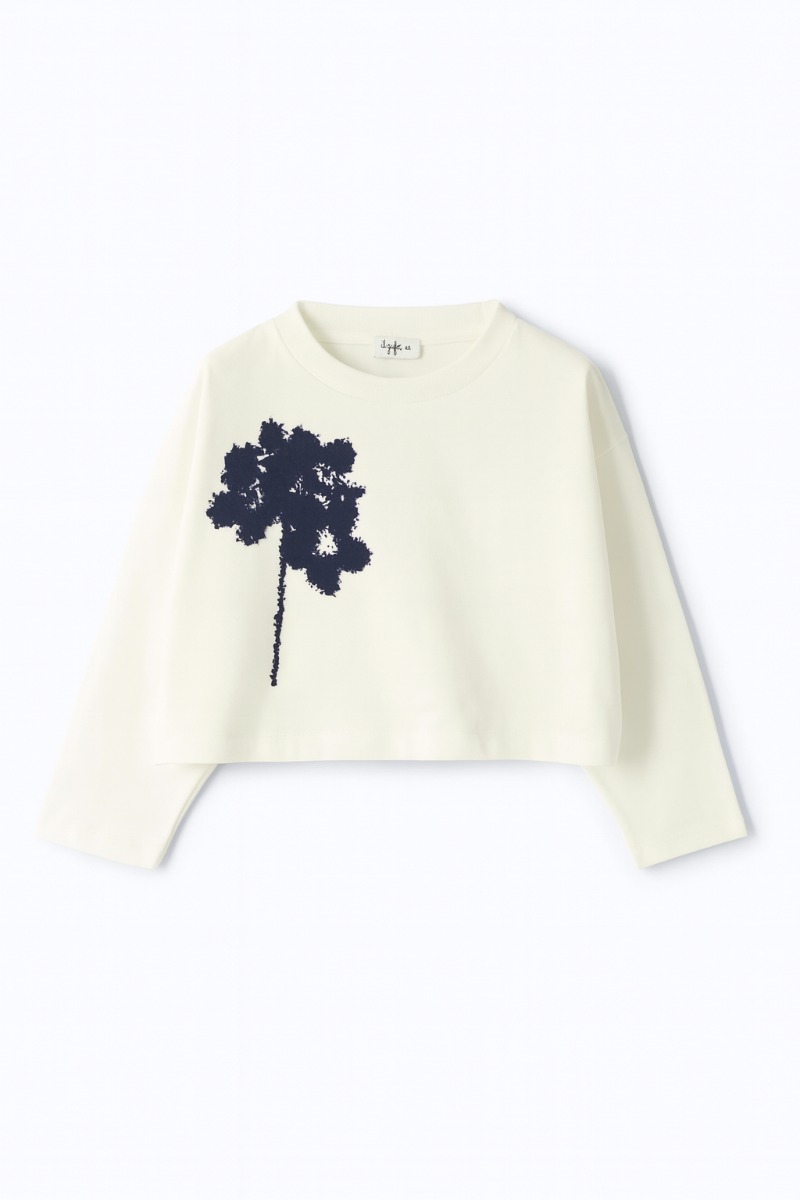 Langarm-T-Shirt mit Blumendruck - T-shirts - Il Gufo