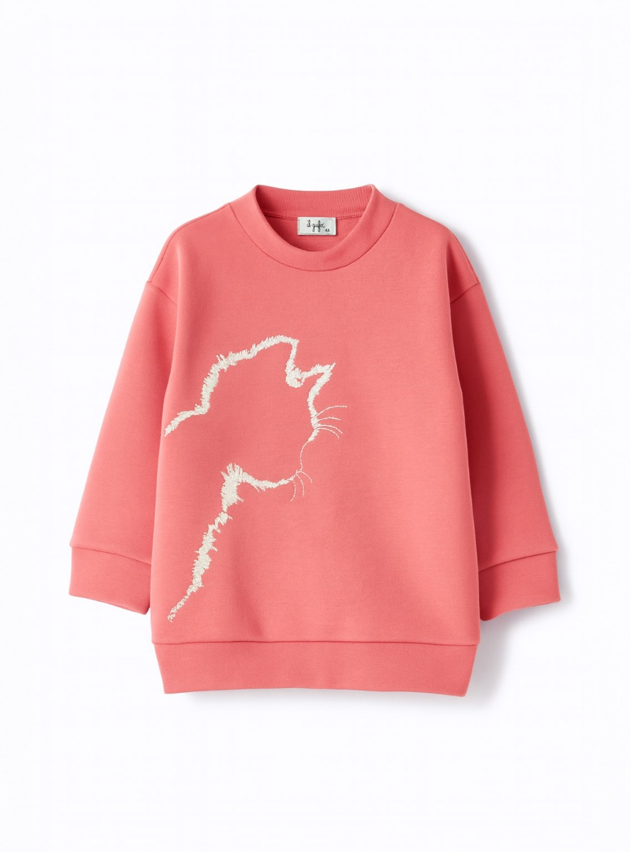 Fleece dress with embroidered cat design - Dresses - Il Gufo