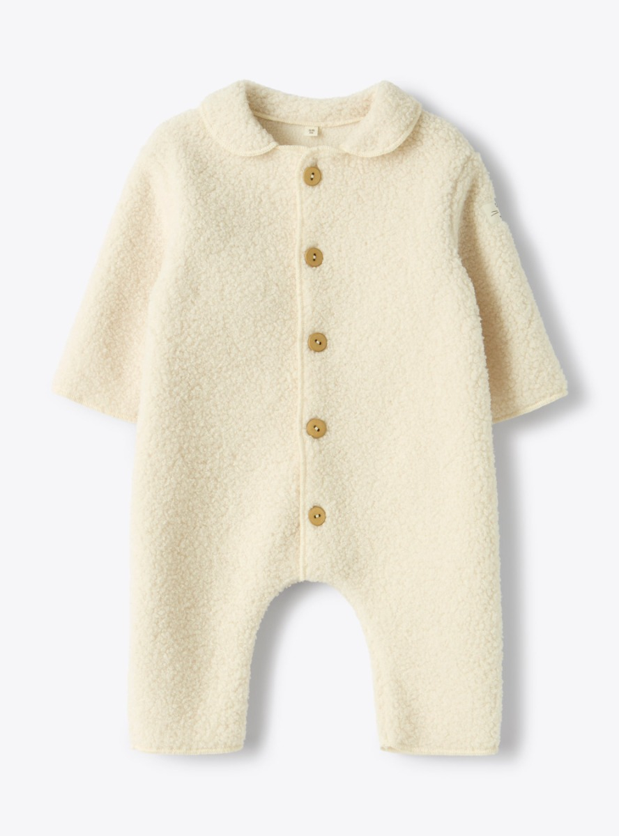 Curly fabric romper with round collar - Babygrows - Il Gufo