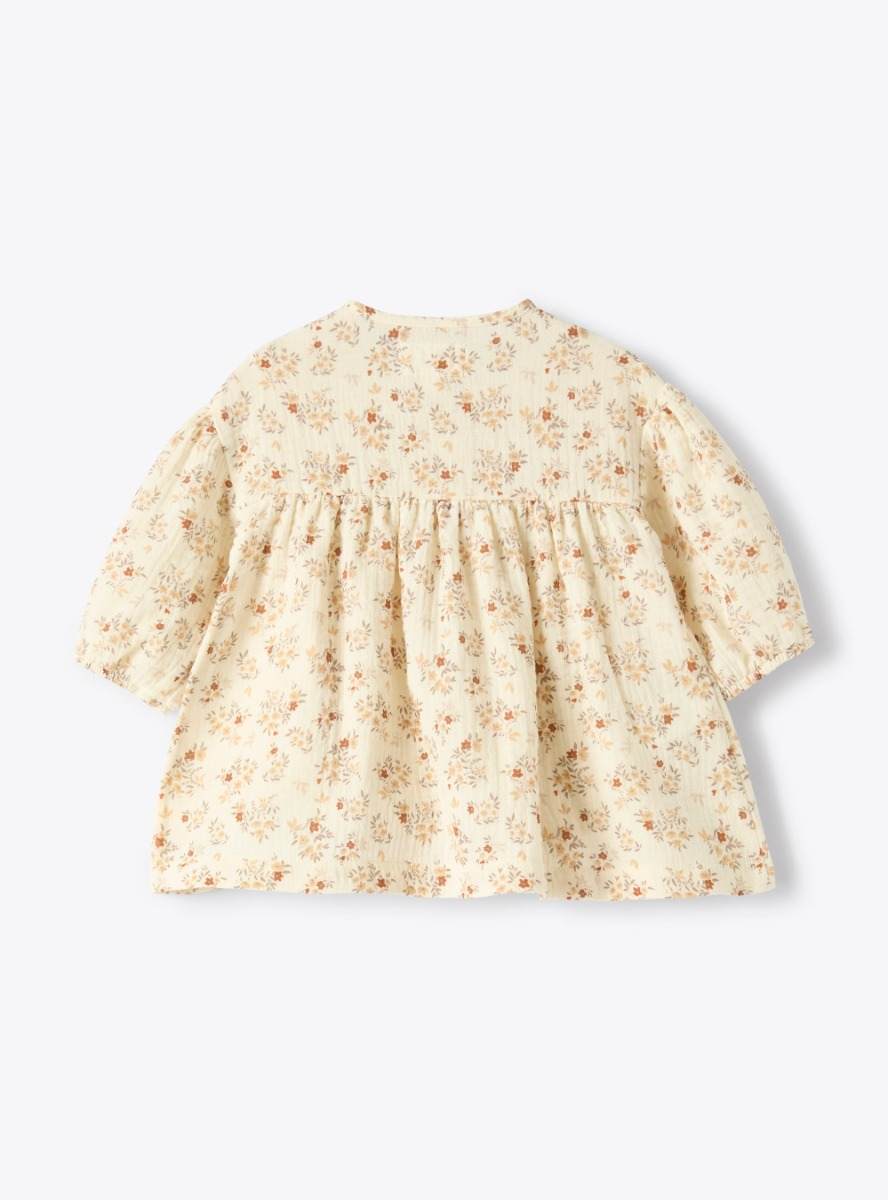 Floral print voile dress - Beige | Il Gufo