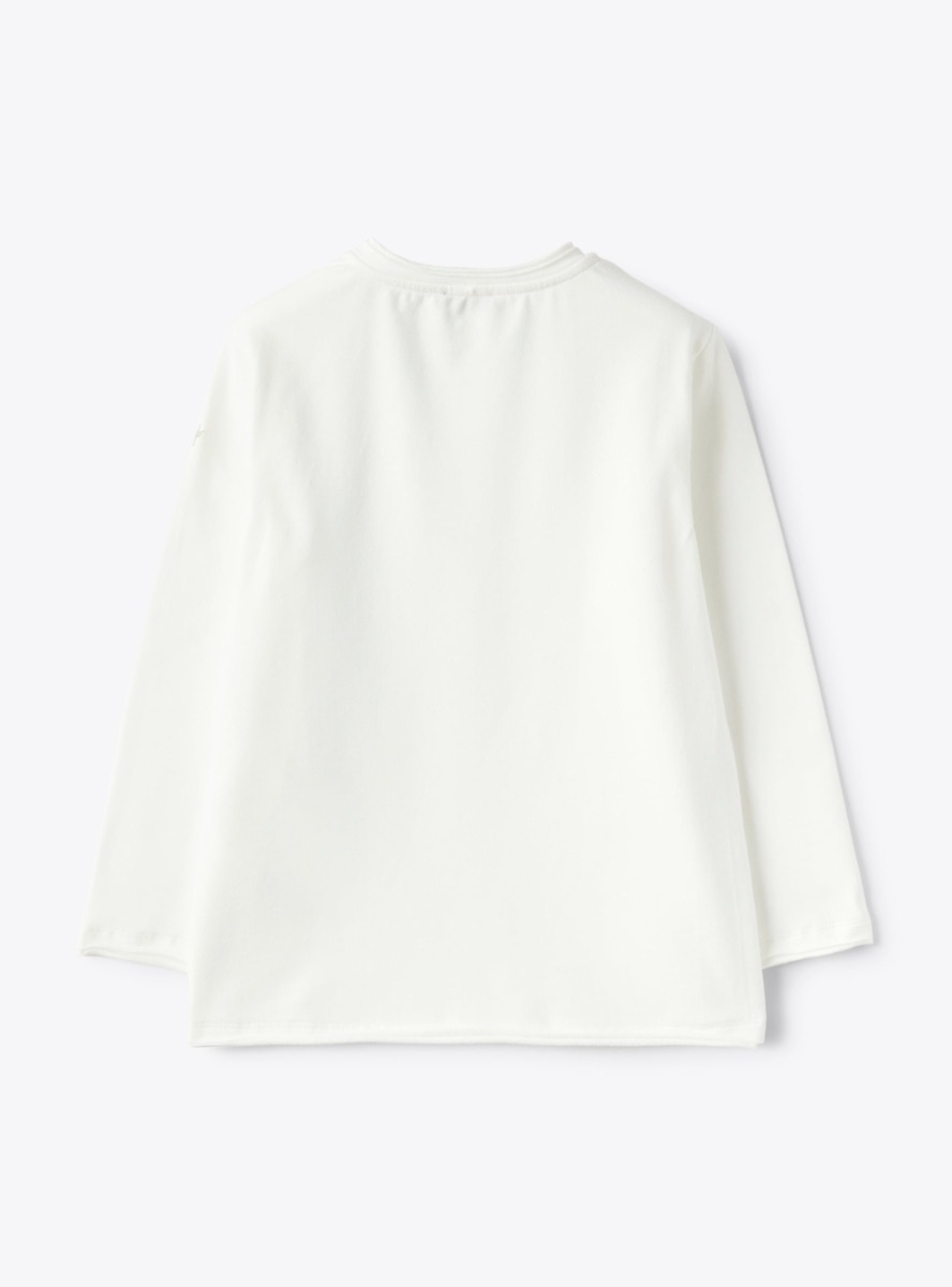 long-sleeved T-shirt in stretch cotton jersey - White | Il Gufo