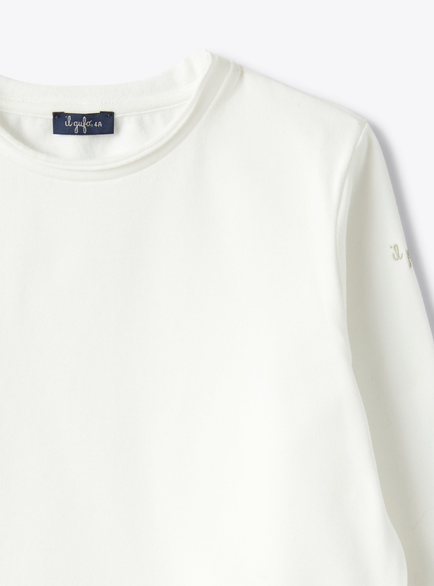 long-sleeved T-shirt in stretch cotton jersey - White | Il Gufo