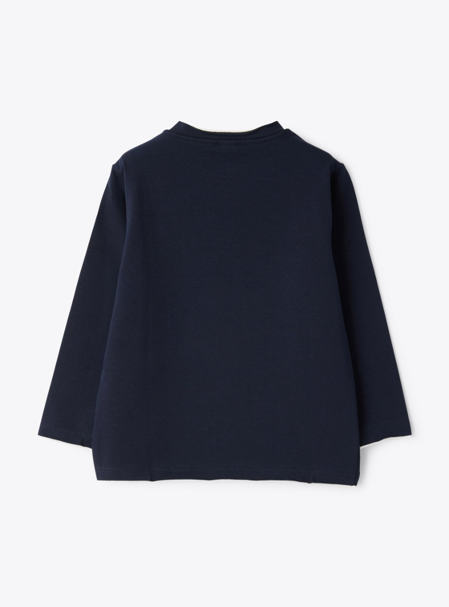 Brushed jersey long-sleeve t-shirt - Blue | Il Gufo