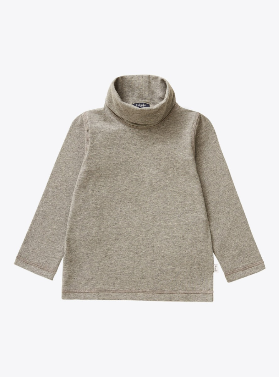 High-neck long-sleeved T-shirt - Grey | Il Gufo