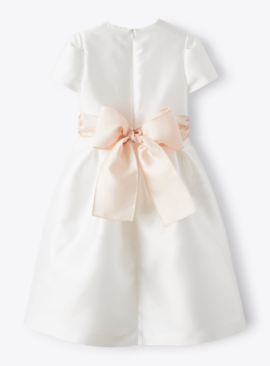 Mikado dress with belt. - White | Il Gufo